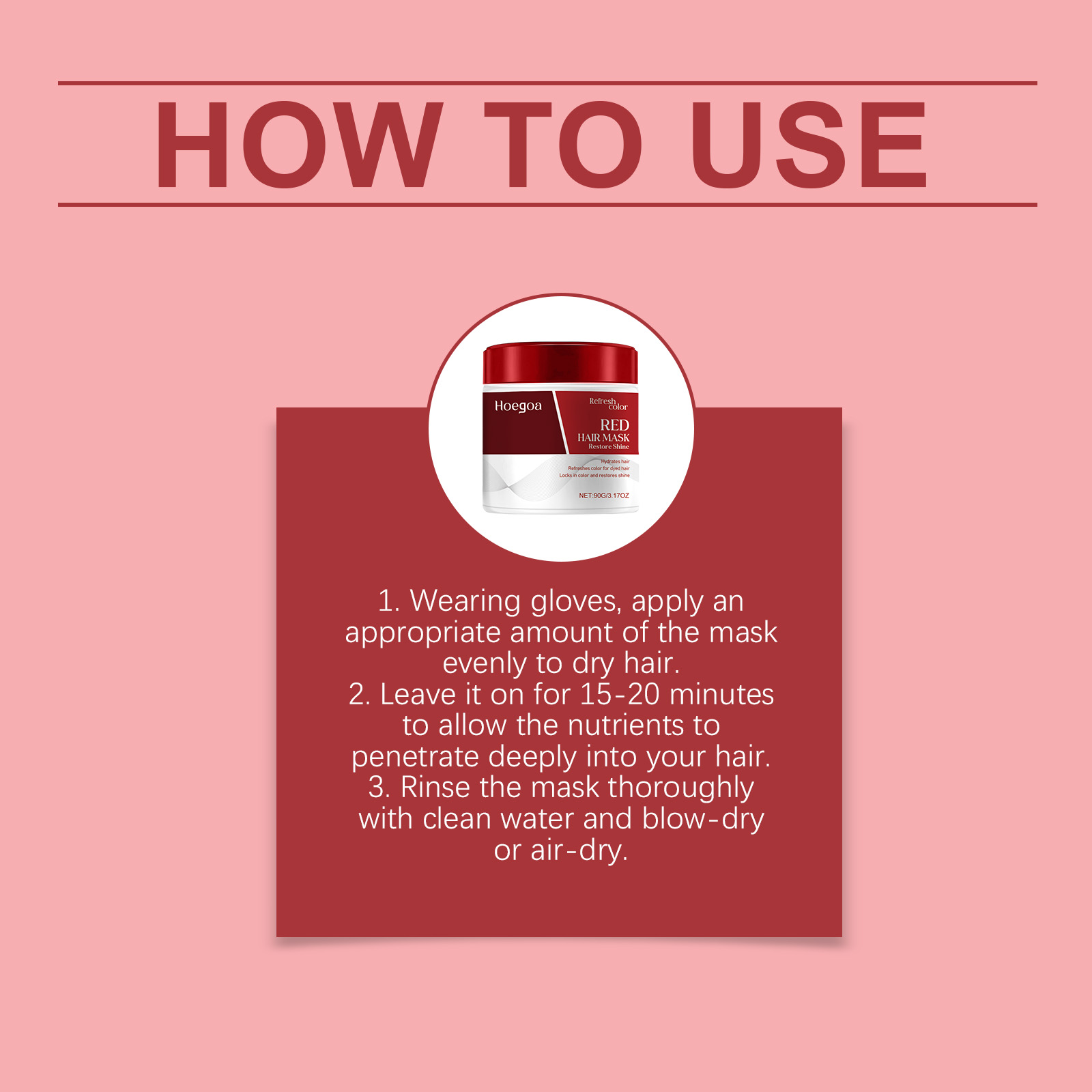 Hair Mask Deeply nourishes repairs improves dry frizzy hair Hydrates and Enhances Red Tones for Color-Treated Hair