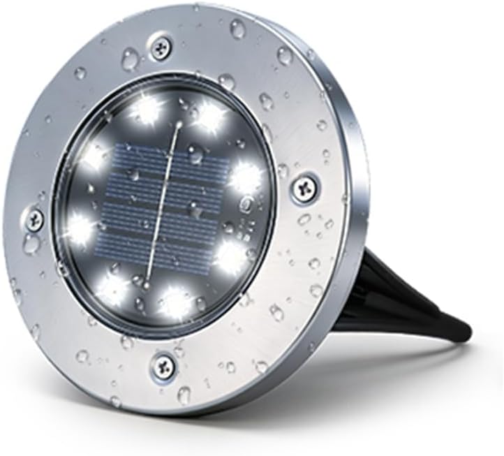 (Warm White) Solar Lights Outdoor Garden - 8 Pack Solar Ground Lights 8 LED Solar-Powered Disk Light Outdoor IP65 Waterproof Landscape Lighting for Garden Pathway Lawn Patio