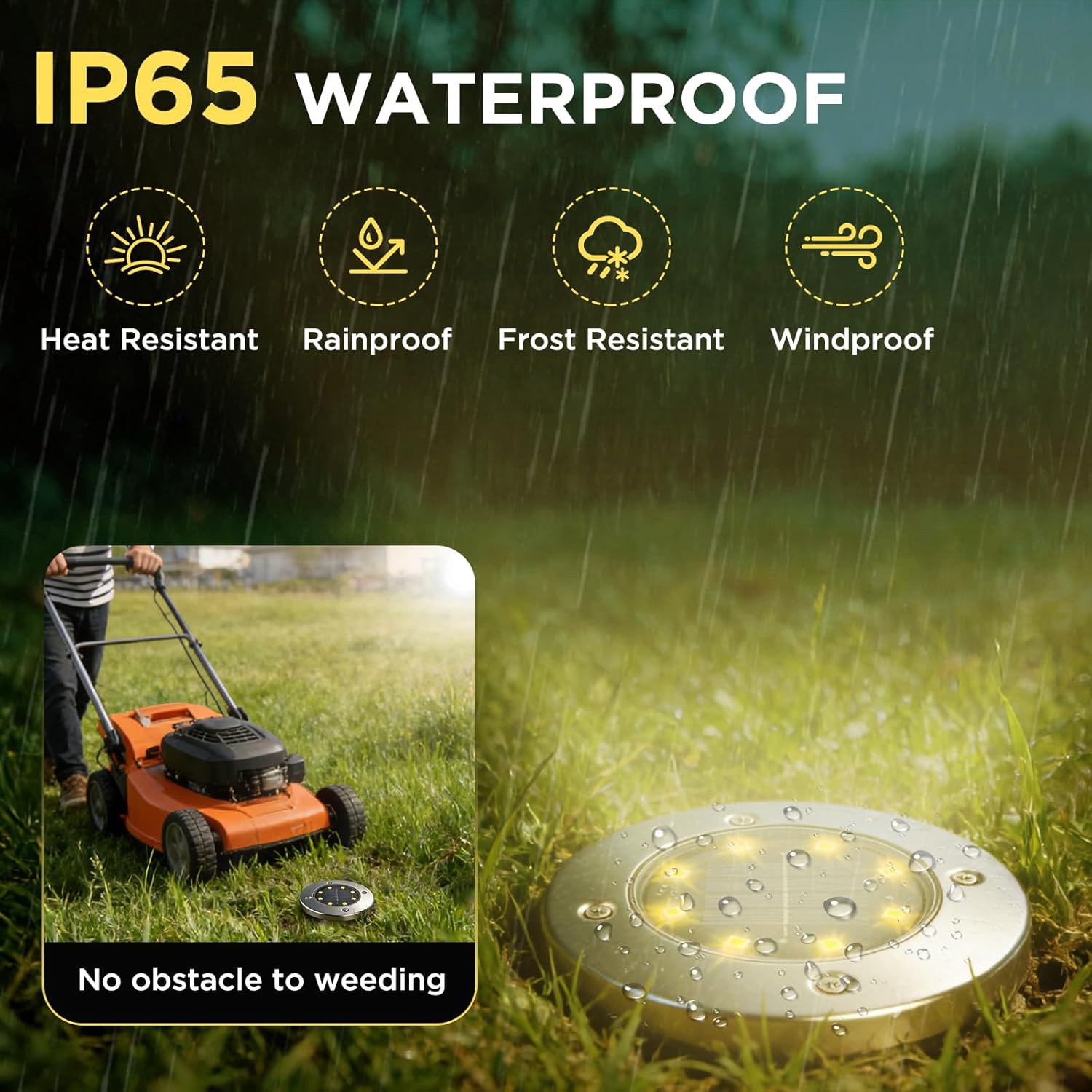 (Warm White) Solar Lights Outdoor Garden - 8 Pack Solar Ground Lights 8 LED Solar-Powered Disk Light Outdoor IP65 Waterproof Landscape Lighting for Garden Pathway Lawn Patio