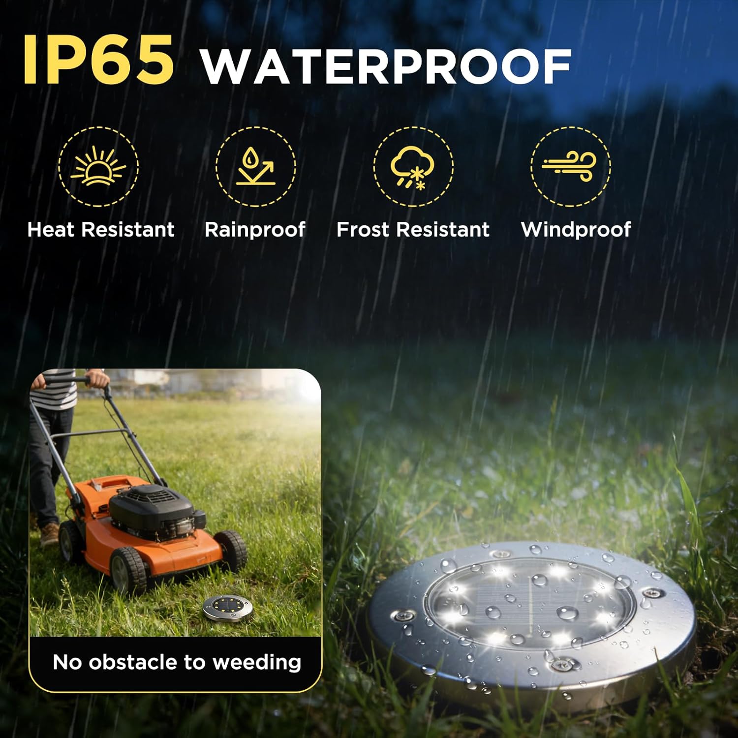 (Warm White) Solar Lights Outdoor Garden - 8 Pack Solar Ground Lights 8 LED Solar-Powered Disk Light Outdoor IP65 Waterproof Landscape Lighting for Garden Pathway Lawn Patio