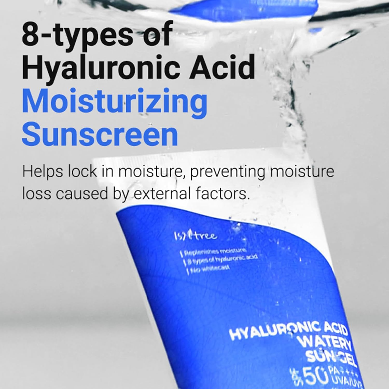 ISNTREE Hyaluronic Acid Watery Sun Gel 50 ml SPF 50 PA UVA UVB Sunscreen Lightweight Hydrating Gel No White Cast Daily UV Protection Daily Use Korean Skincare