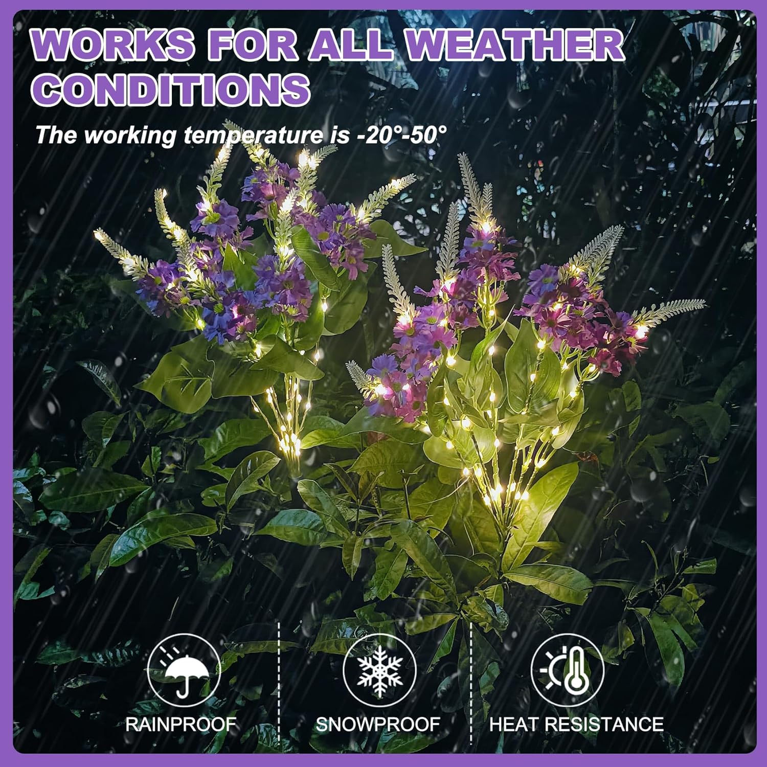 (White) Solar Flower Lights Outdoor Garden 2 Pack Lilac Outdoor Lights Waterproof, Decorative Flower Garden Ornaments for Lawn Patio Porch Flowerbed Pathway Cemetery 