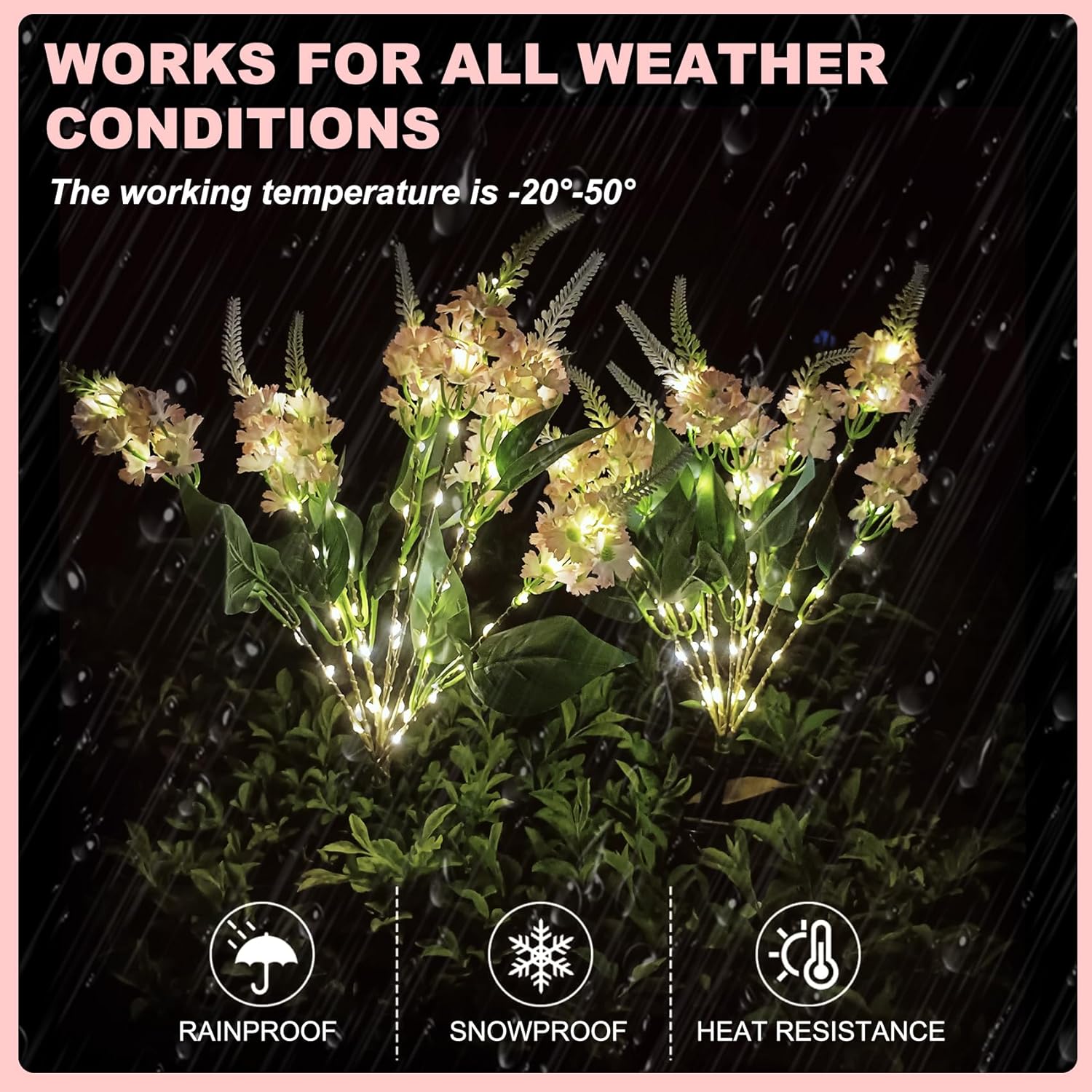 (White) Solar Flower Lights Outdoor Garden 2 Pack Lilac Outdoor Lights Waterproof, Decorative Flower Garden Ornaments for Lawn Patio Porch Flowerbed Pathway Cemetery 