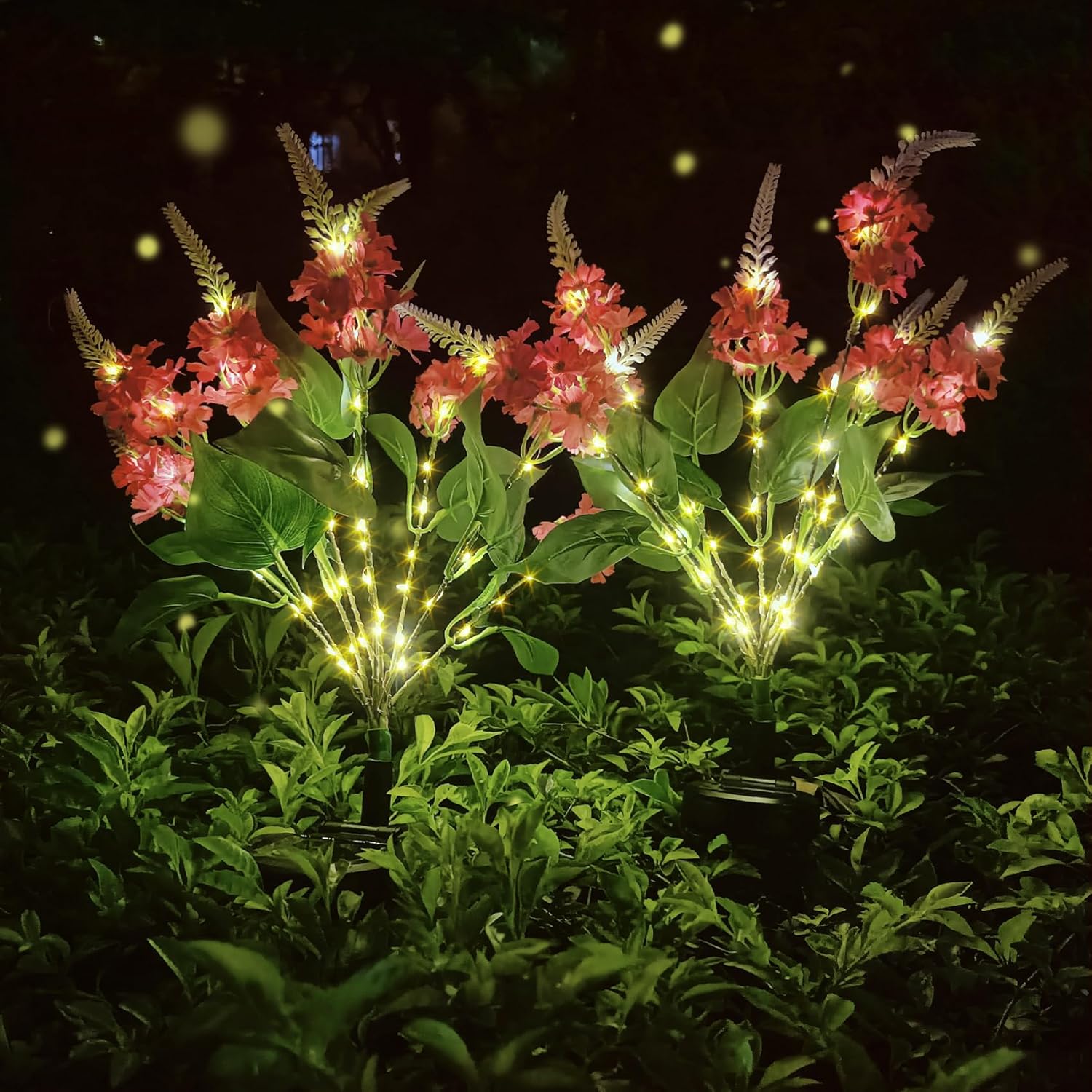 (White) Solar Flower Lights Outdoor Garden 2 Pack Lilac Outdoor Lights Waterproof, Decorative Flower Garden Ornaments for Lawn Patio Porch Flowerbed Pathway Cemetery 
