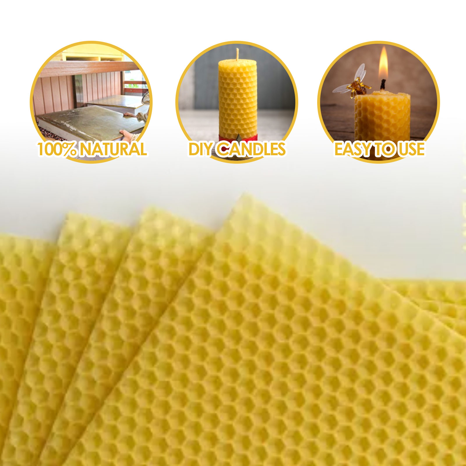 Beekeeping Foundation Sheets Natural Beeswax Sheets DIY Honey Candles Maker Beehive Nest Wax Beehoney Comb Frame Beeswax Sheets ﻿
