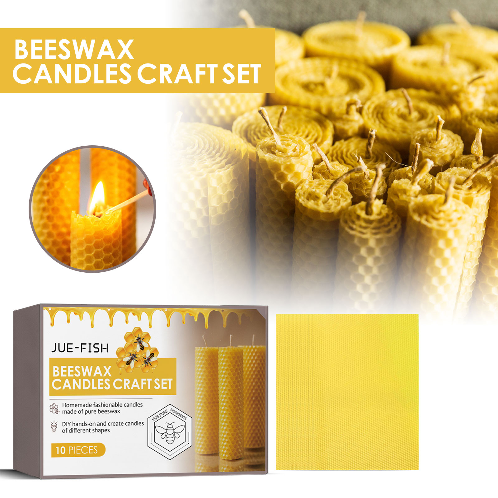 Beekeeping Foundation Sheets Natural Beeswax Sheets DIY Honey Candles Maker Beehive Nest Wax Beehoney Comb Frame Beeswax Sheets ﻿