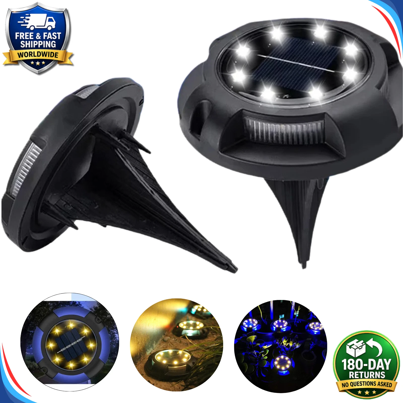 (Warm White) 4Pack Solar Ground Light 12 LED Outdoor Disk Lighting Landscape Yard Garden Lawn