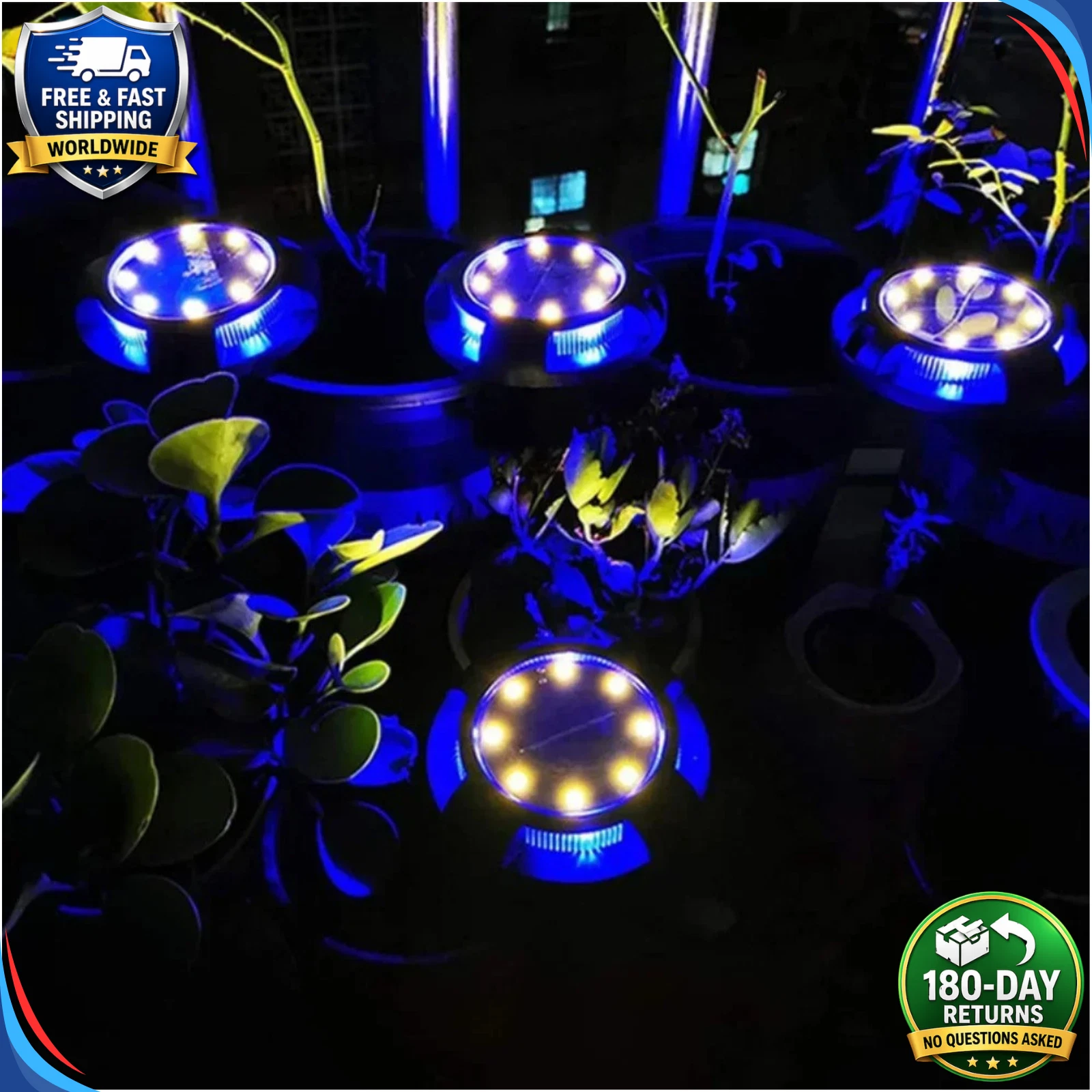 (Warm White) 4Pack Solar Ground Light 12 LED Outdoor Disk Lighting Landscape Yard Garden Lawn