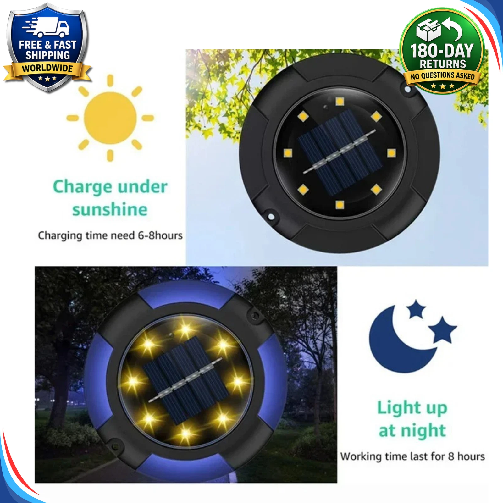 (Warm White) 4Pack Solar Ground Light 12 LED Outdoor Disk Lighting Landscape Yard Garden Lawn
