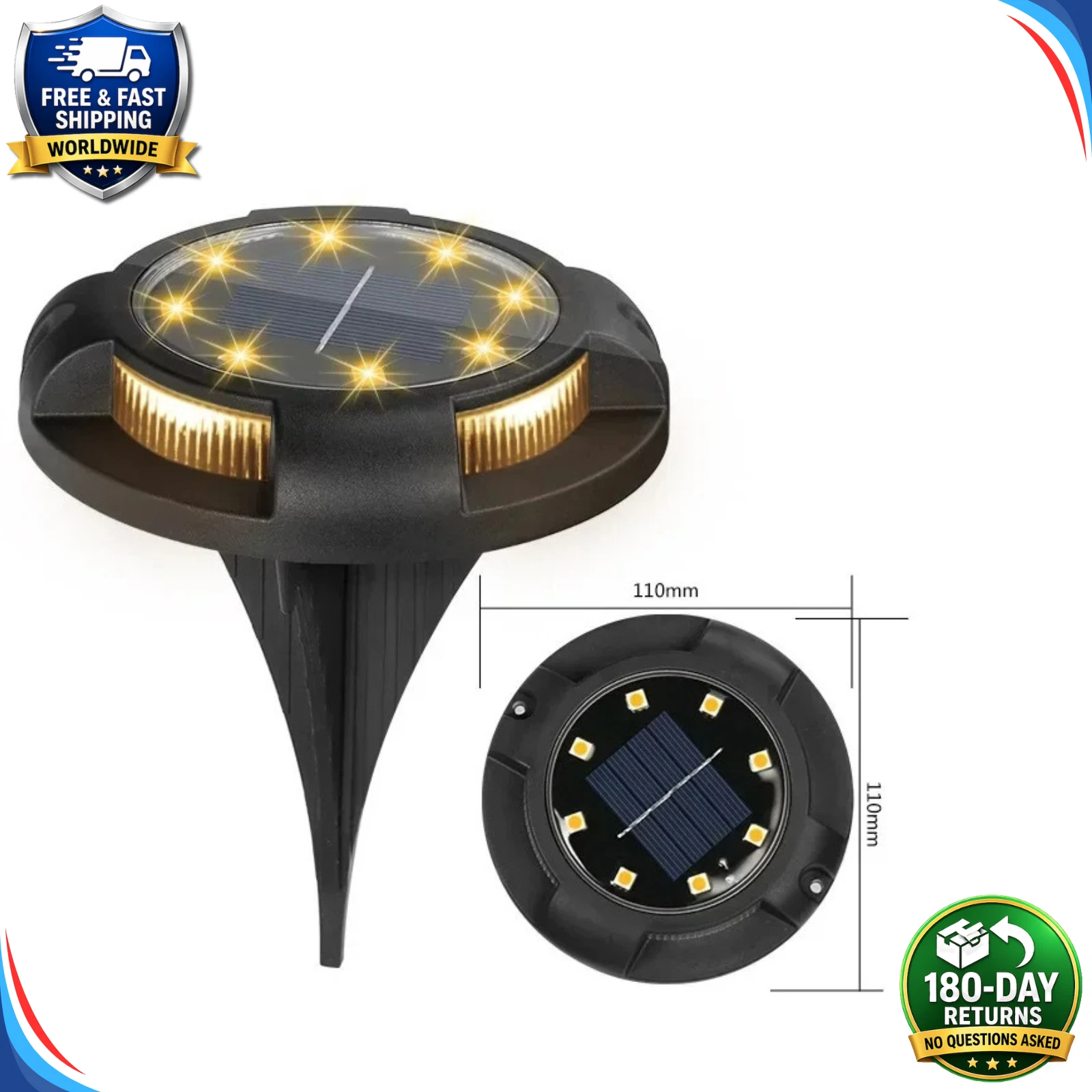 4Pack Solar Ground Light 12 LED Outdoor Disk Lighting Landscape Yard Garden Lawn