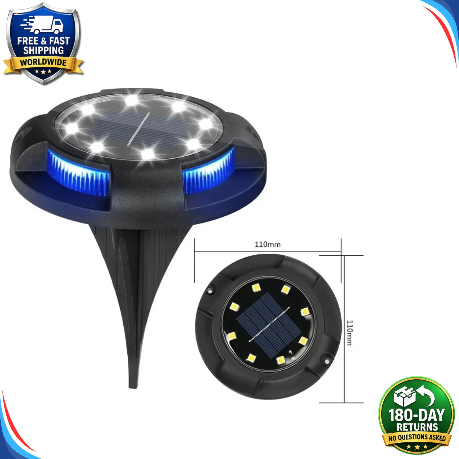 (Warm White) 4Pack Solar Ground Light 12 LED Outdoor Disk Lighting Landscape Yard Garden Lawn