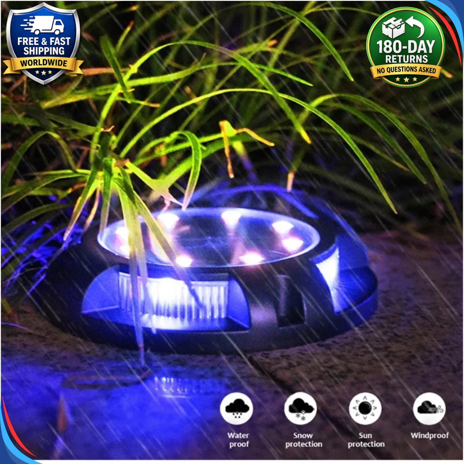 (Warm White) 4Pack Solar Ground Light 12 LED Outdoor Disk Lighting Landscape Yard Garden Lawn