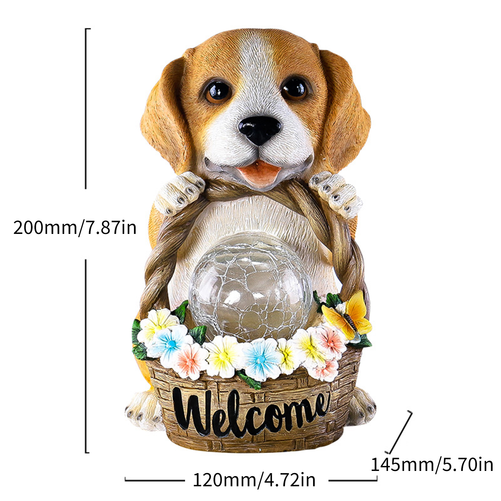  Solar Puppy Statue Light Cute Dog Garden Lamp Waterproof Dog Figurine LED Light Creative for Outside Yard Garden