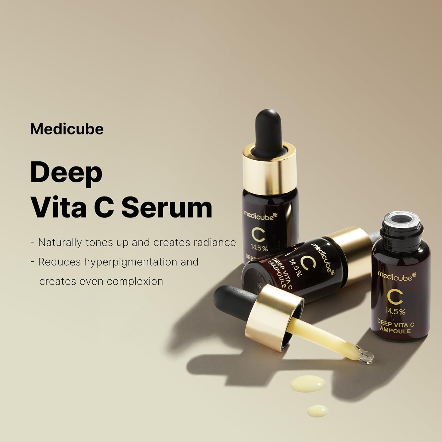 Medicube Deep Vita C Serum Pure Vitamin C reduce the appearance of hyperpigmentation dark spots and blemishes Korean skincare 10g  3 bottles
