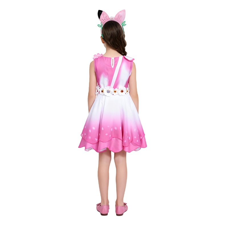 (130CM) Kitty Fairy Dress Gabby‘s Dollhouse Costume with Headband Pink Gradient Princess Outfit for Theme Party