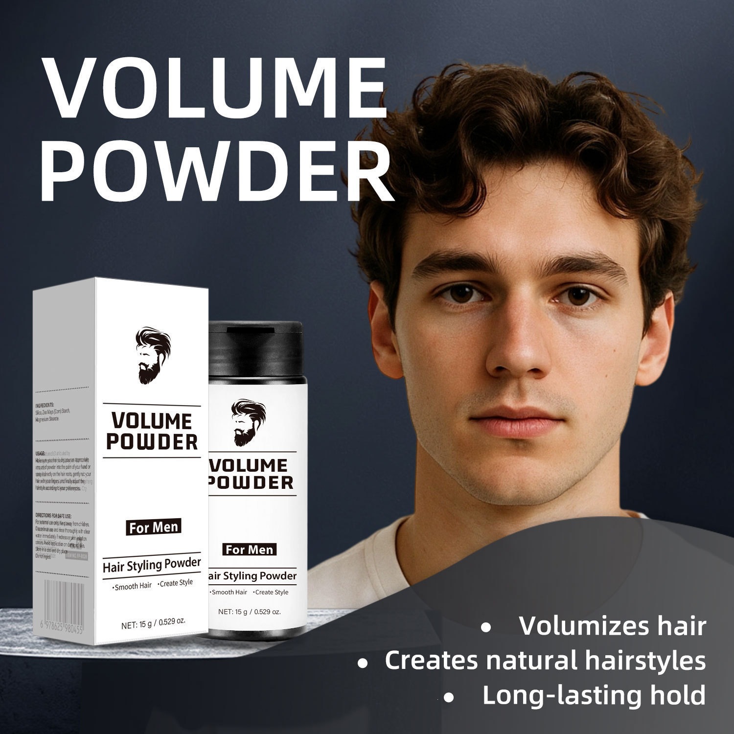 Men Hair Volumizing Powder For Root Lifting Texture Styling And Adding Natural Matte Finish To Fine Flat Hair