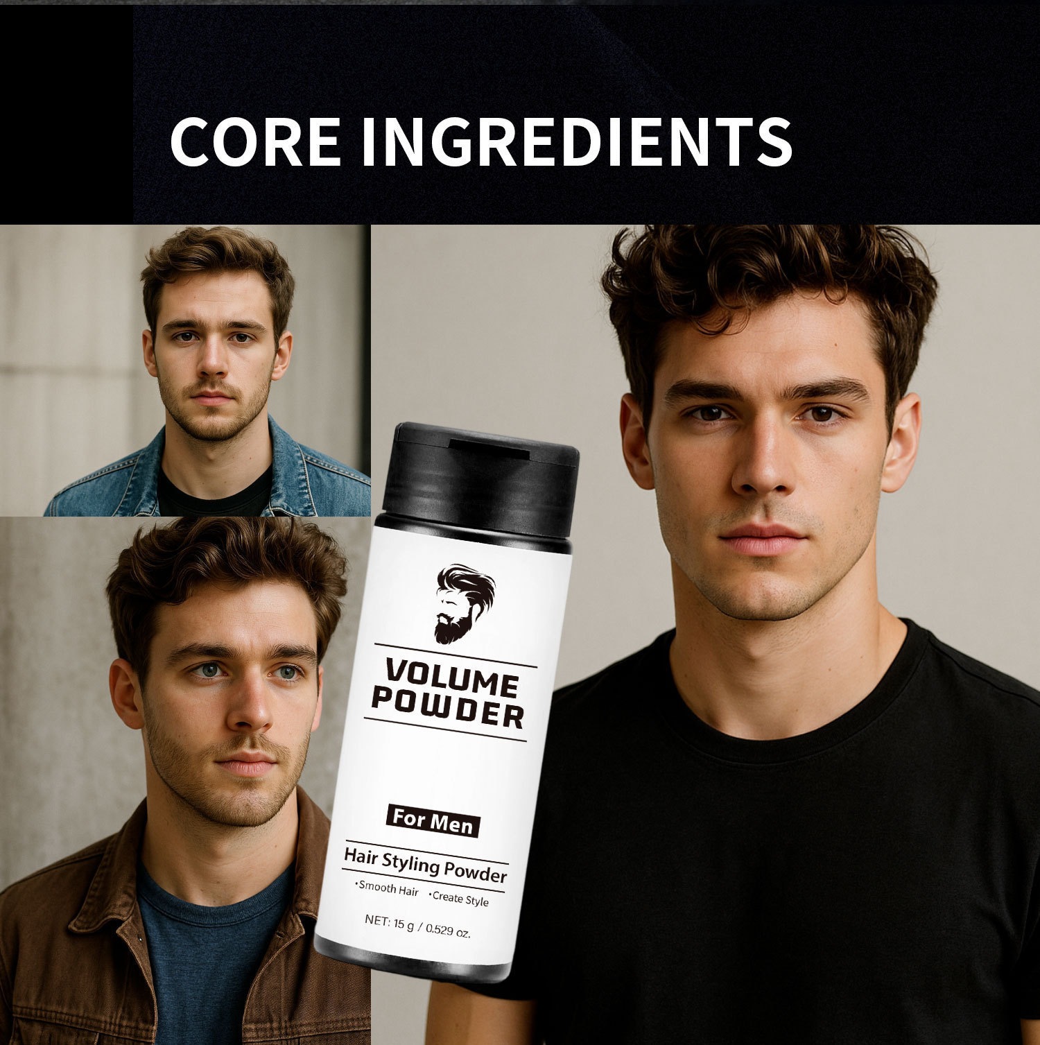 Men Hair Volumizing Powder For Root Lifting Texture Styling And Adding Natural Matte Finish To Fine Flat Hair