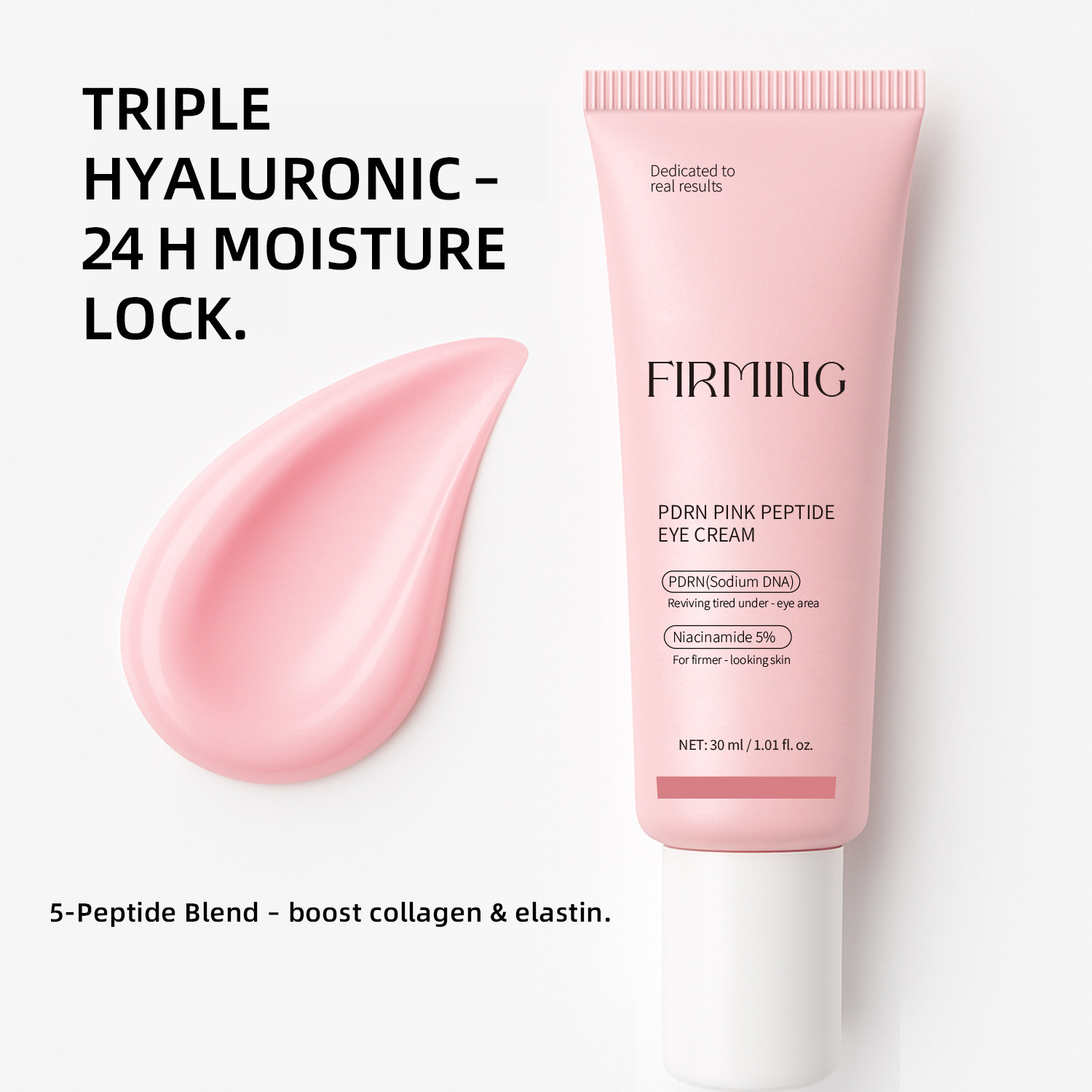 PDRN Pink Peptide Eye Cream Firming Hydrating Smoothing For Fine Lines Puffiness Daily Under Eye Care 30g