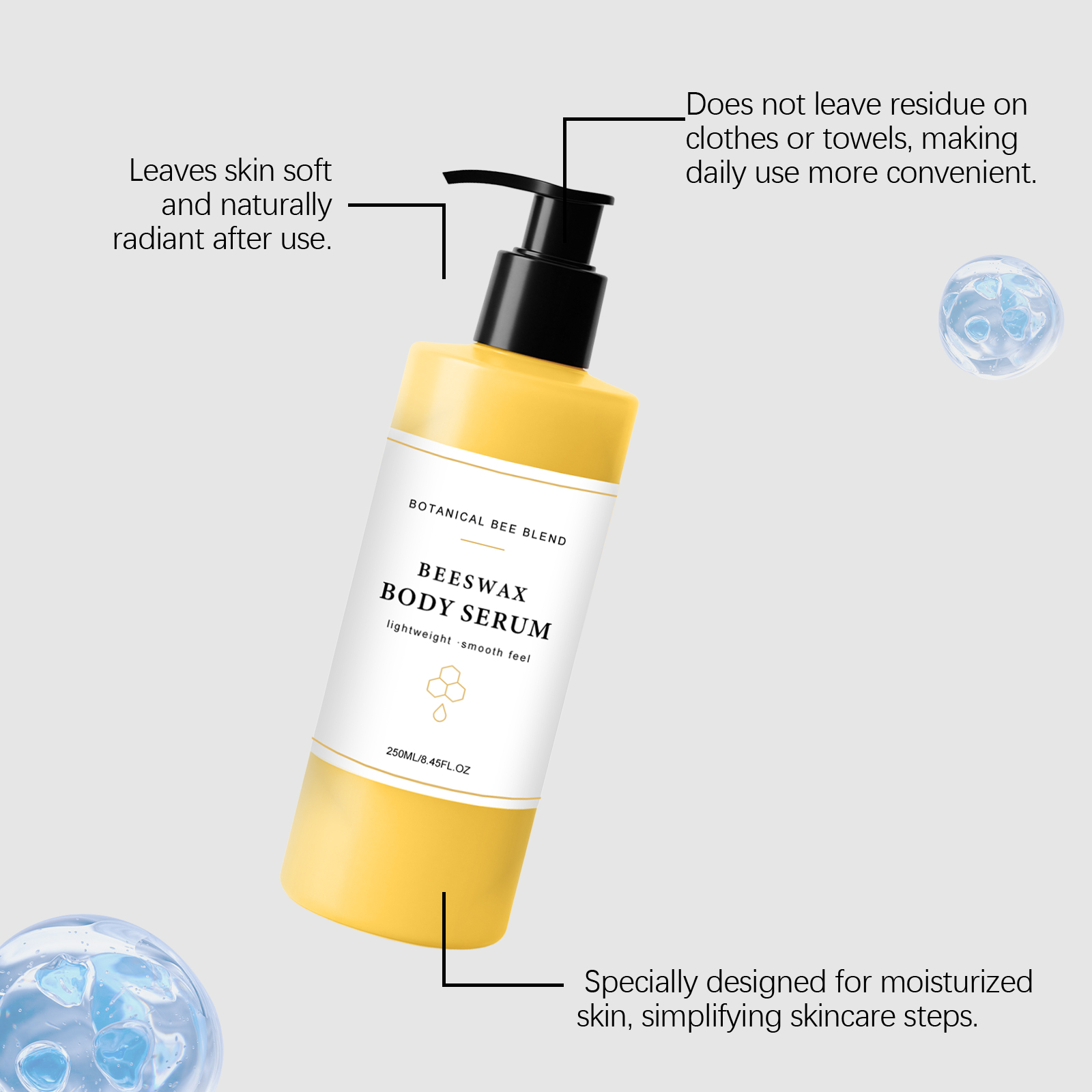 Bee Wax Body Essence Mild Moisturizing Soft Skin Light Texture Easy Apply Whole Body Daily Skin Care