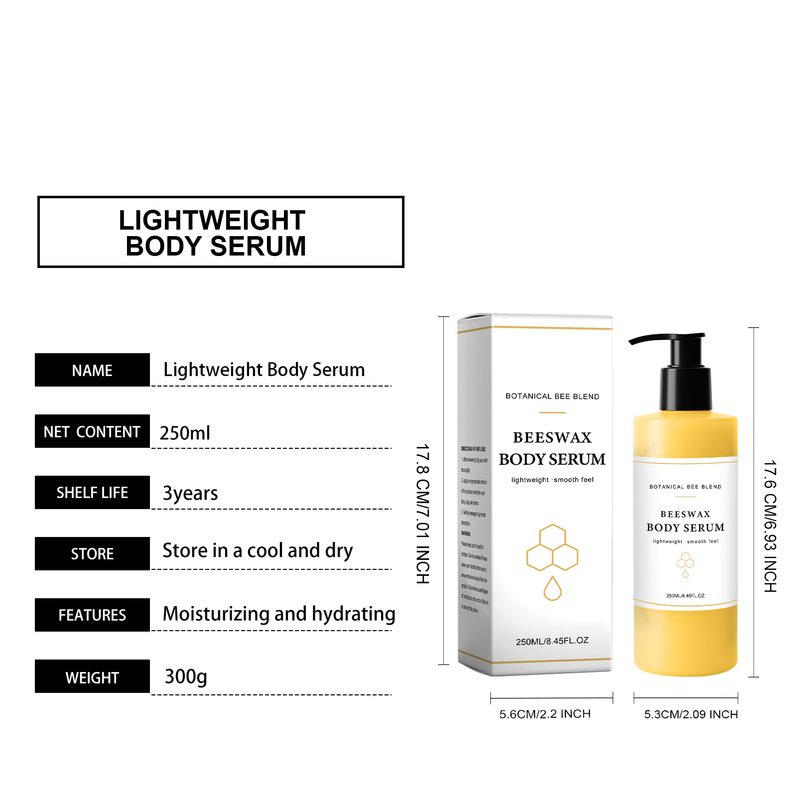 Bee Wax Body Essence Mild Moisturizing Soft Skin Light Texture Easy Apply Whole Body Daily Skin Care