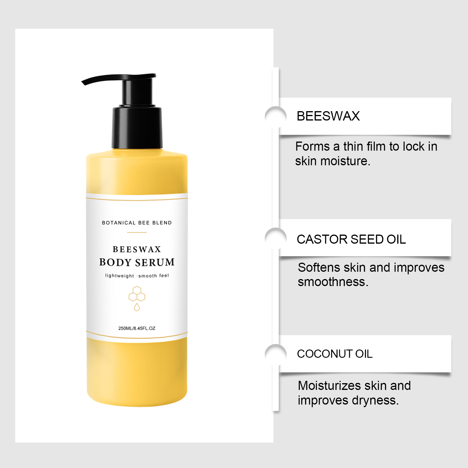 Bee Wax Body Essence Mild Moisturizing Soft Skin Light Texture Easy Apply Whole Body Daily Skin Care
