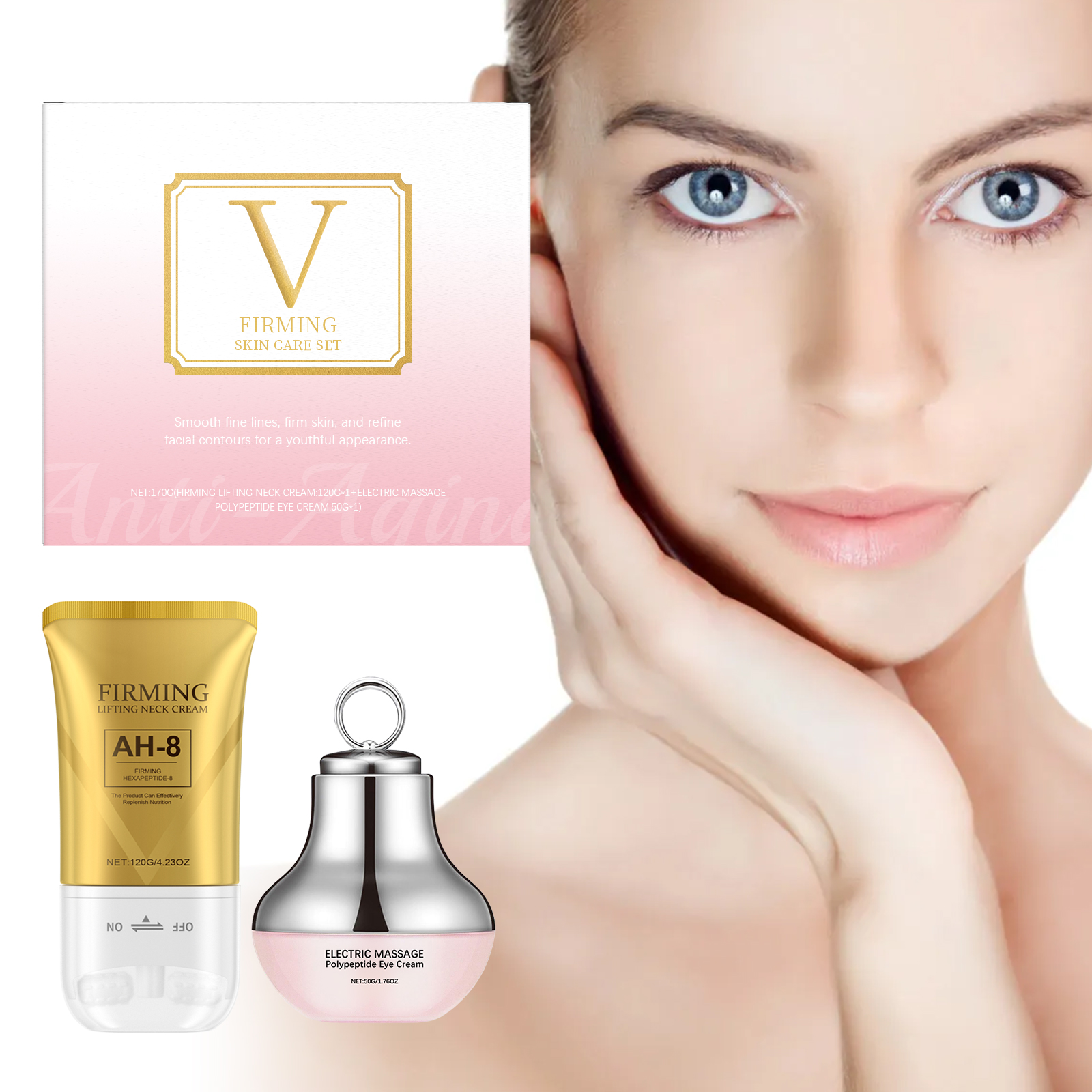 Electric Peptide Eye Neck Skin Care Set Lifting Nourishing Moisturizing Massaging Treatment For Facial Skin