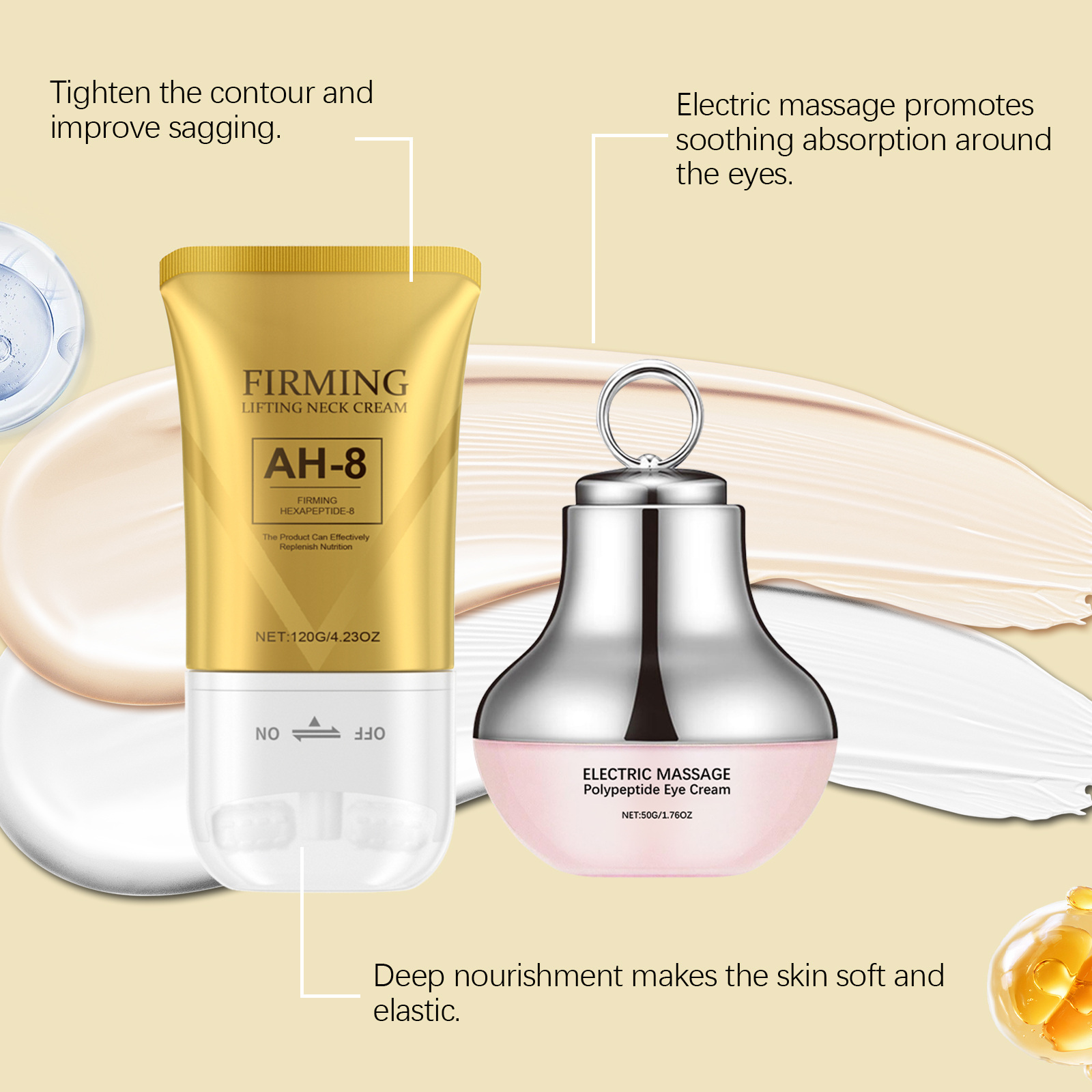 Electric Peptide Eye Neck Skin Care Set Lifting Nourishing Moisturizing Massaging Treatment For Facial Skin
