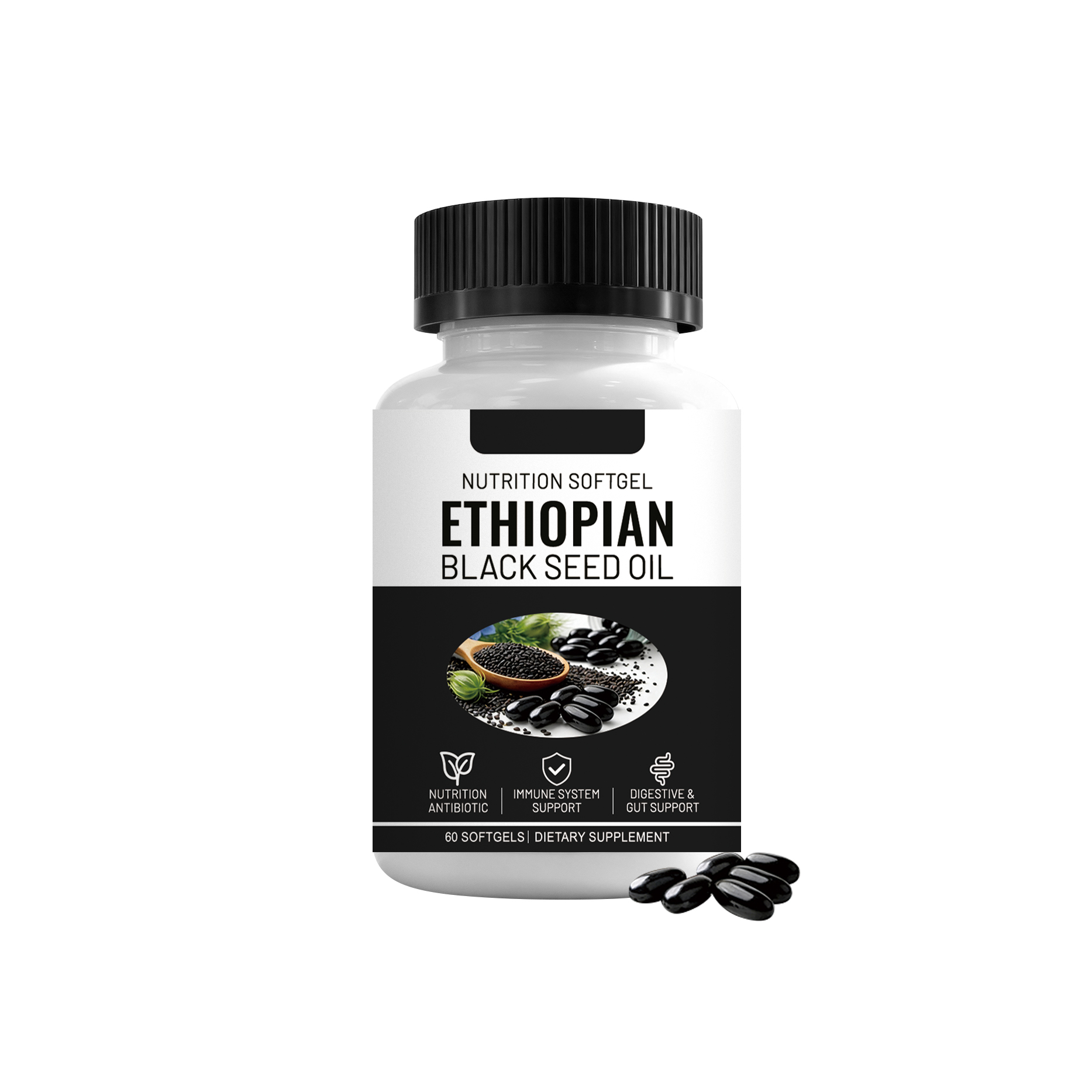 Black Seed Oil Nutritional Support Capsules Daily Body Care Dietary Supplement For General Physical Nourishment Health Maintenance Natural Oral Nutrient
