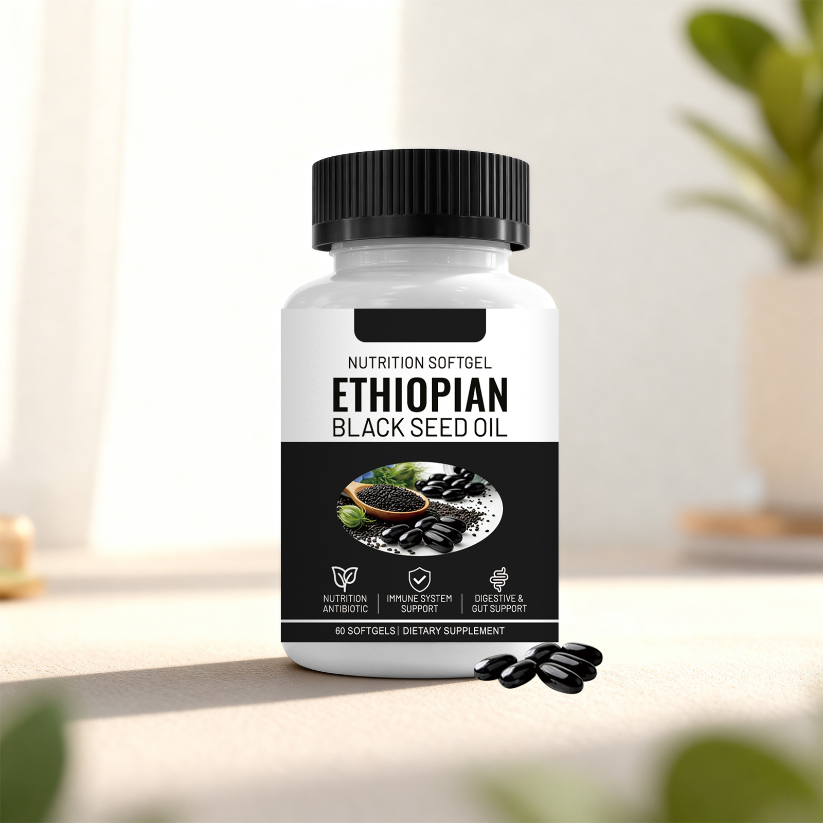 Black Seed Oil Nutritional Support Capsules Daily Body Care Dietary Supplement For General Physical Nourishment Health Maintenance Natural Oral Nutrient