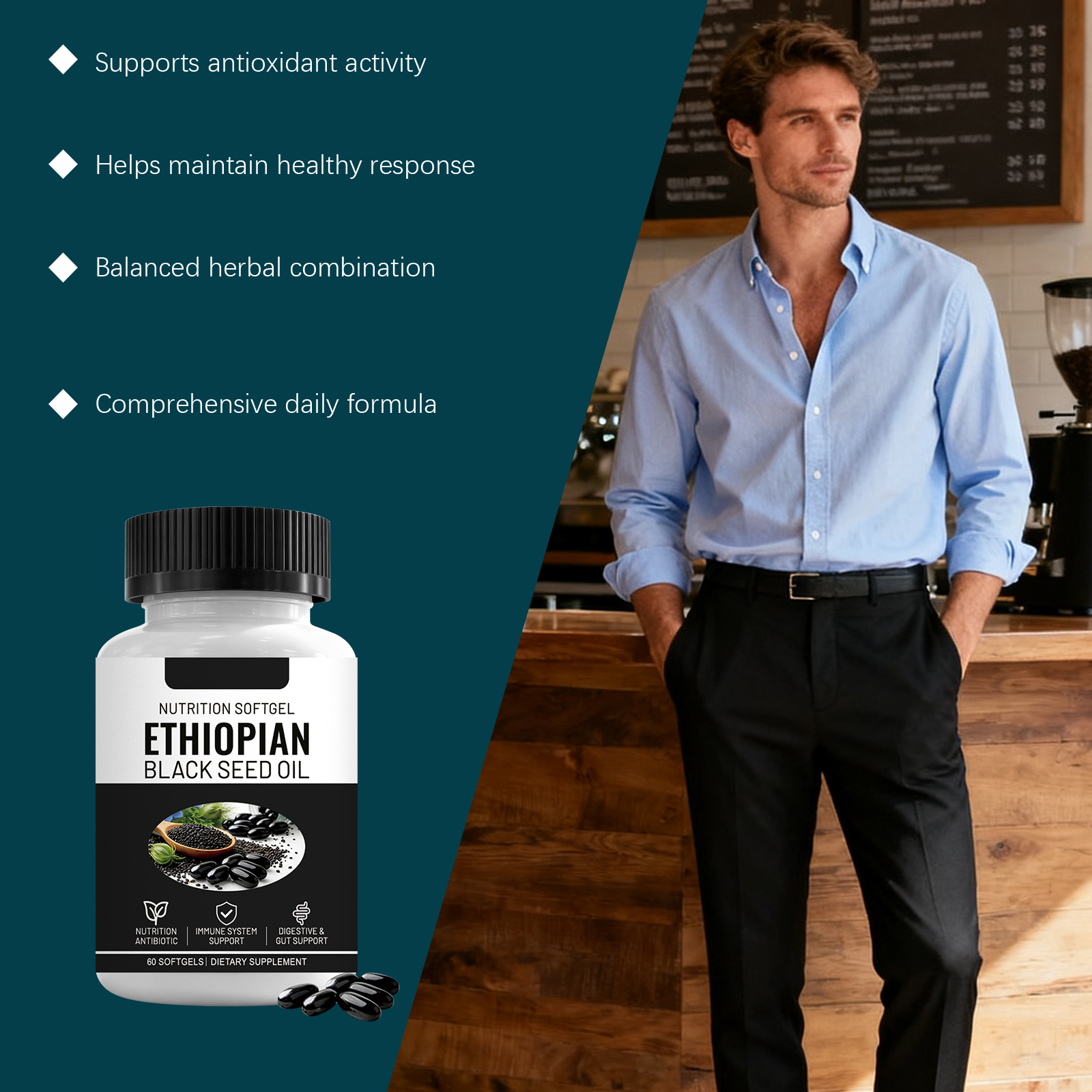 Black Seed Oil Nutritional Support Capsules Daily Body Care Dietary Supplement For General Physical Nourishment Health Maintenance Natural Oral Nutrient