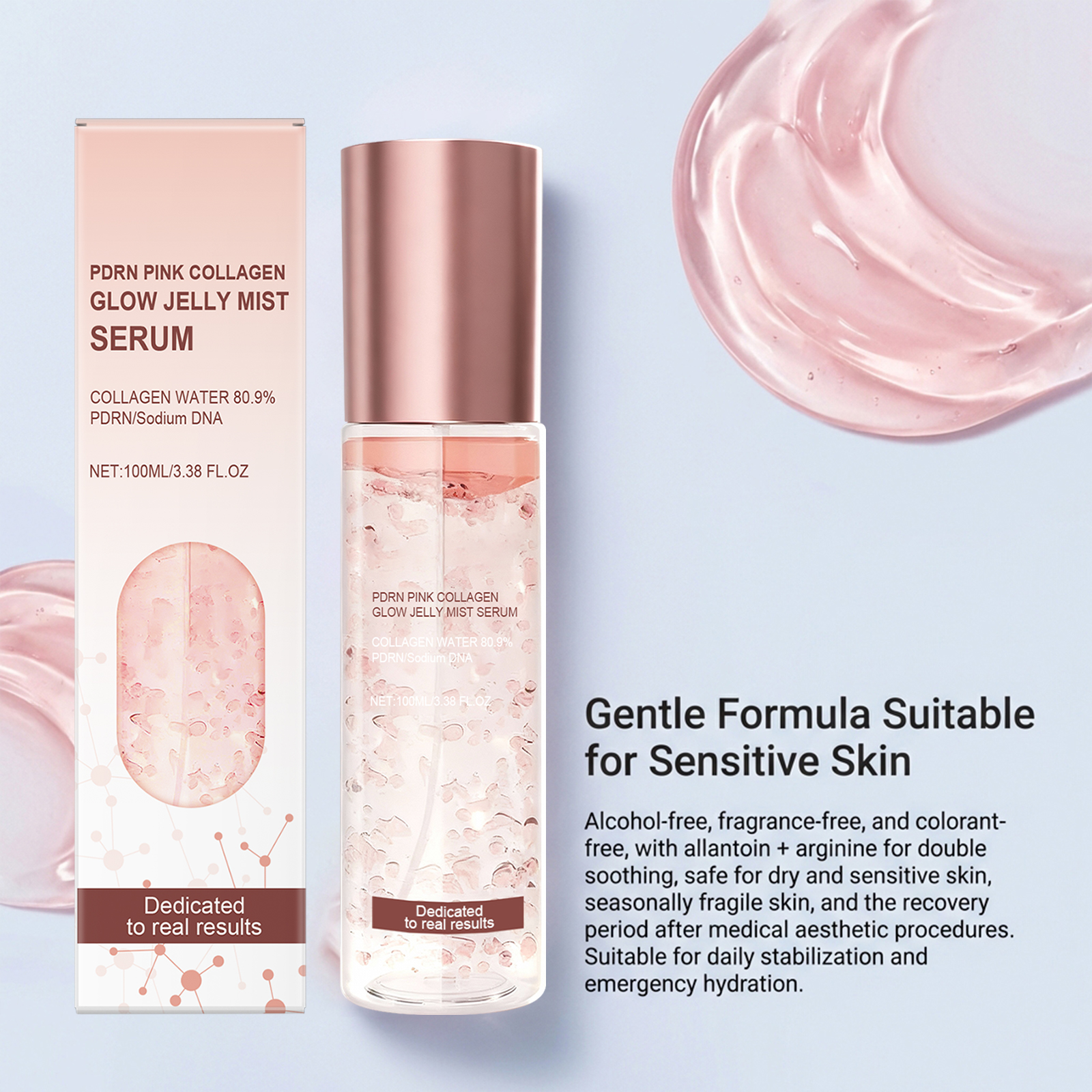 Pink Hydrating Jelly Essence Moist Cool Non Sticky Bright Soft Skin Facial Care Liquid Deep Nourish Smooth Glow