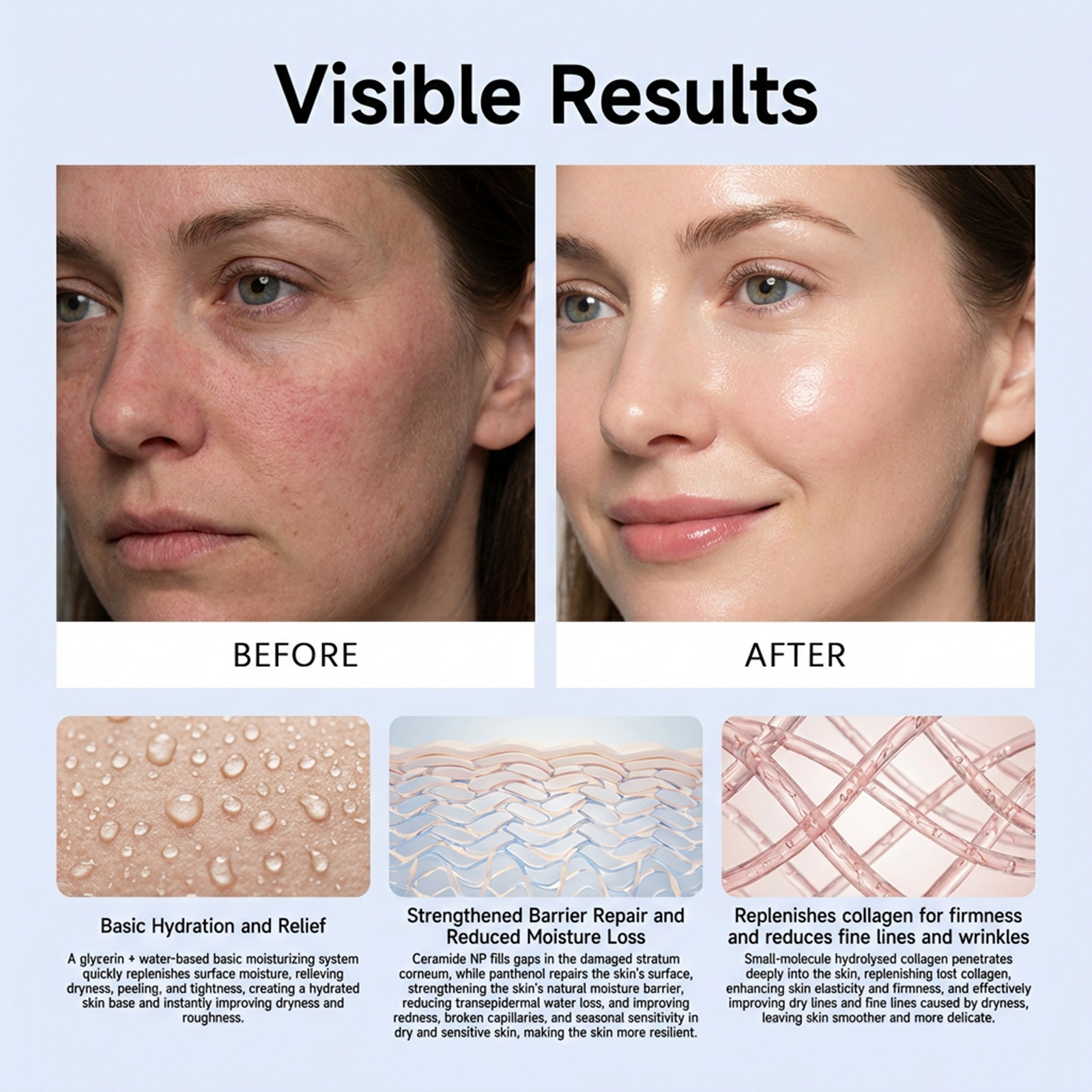 Pink Hydrating Jelly Essence Moist Cool Non Sticky Bright Soft Skin Facial Care Liquid Deep Nourish Smooth Glow