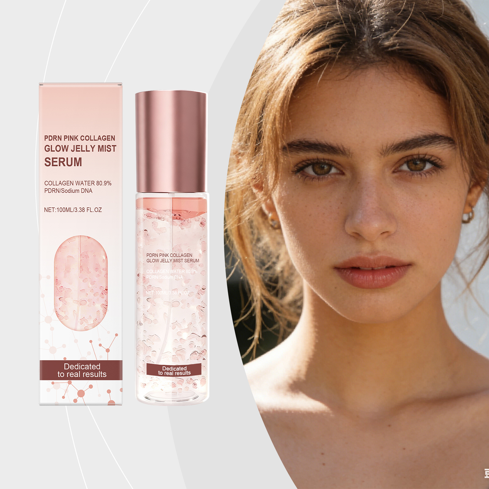 Pink Hydrating Jelly Essence Moist Cool Non Sticky Bright Soft Skin Facial Care Liquid Deep Nourish Smooth Glow