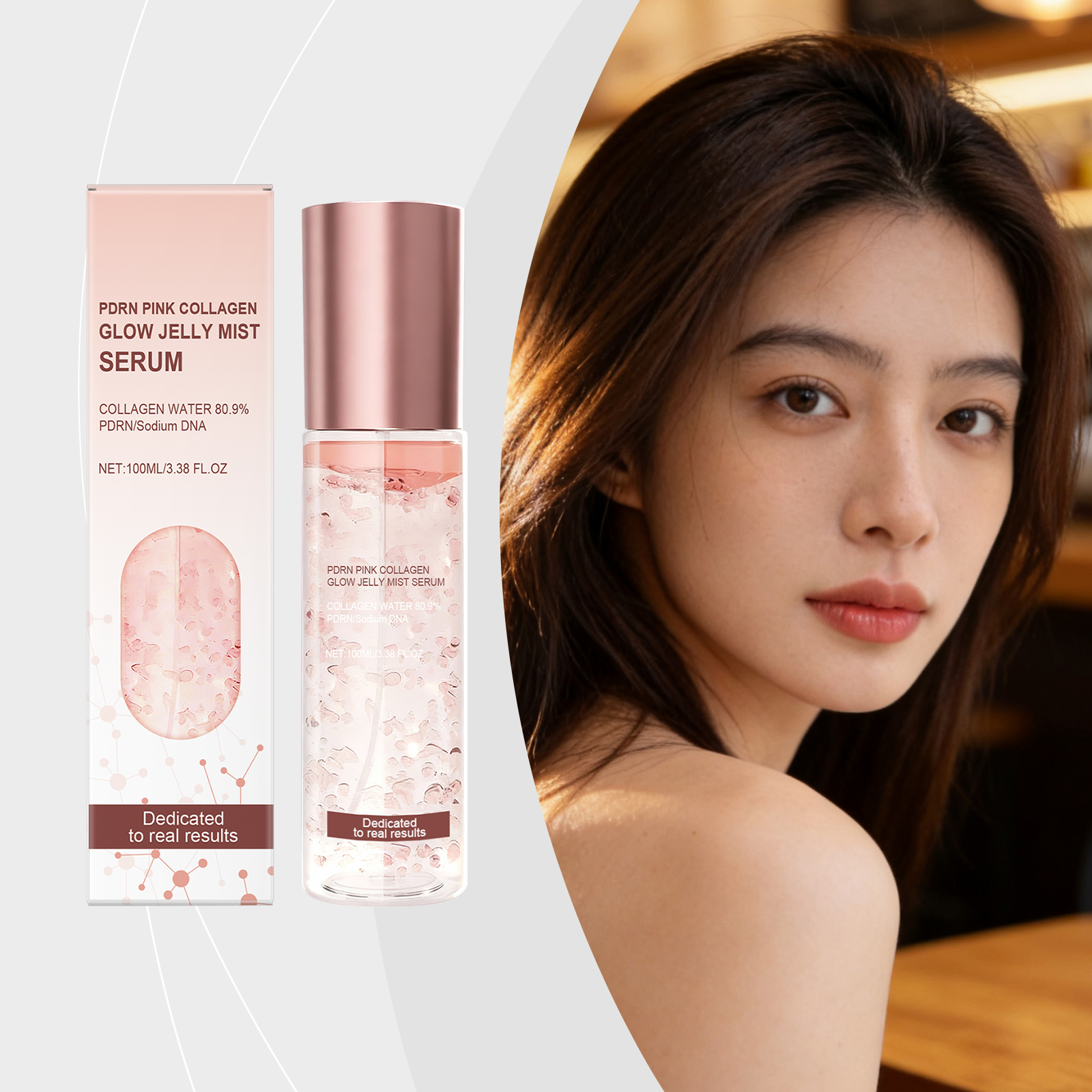 Pink Hydrating Jelly Essence Moist Cool Non Sticky Bright Soft Skin Facial Care Liquid Deep Nourish Smooth Glow