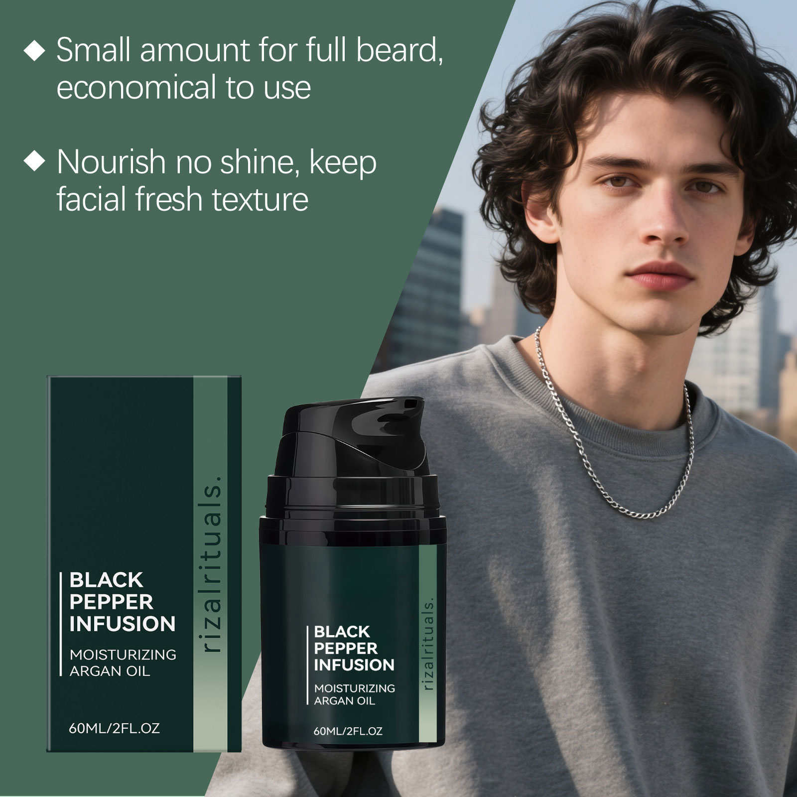 Facial Beard Care Oil Light Texture Non Greasy Fresh Hydrating Easy Daily Grooming Essence