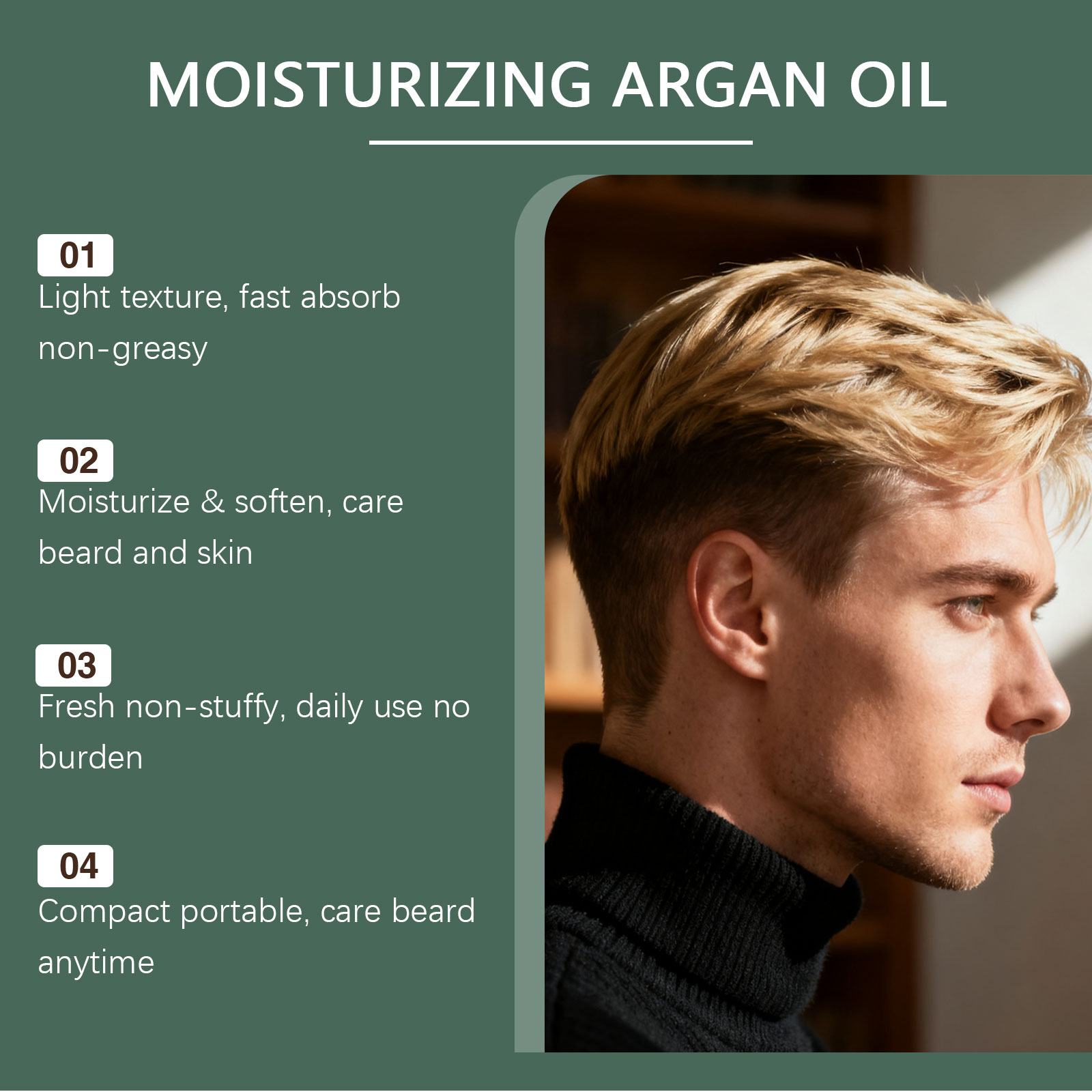 Facial Beard Care Oil Light Texture Non Greasy Fresh Hydrating Easy Daily Grooming Essence
