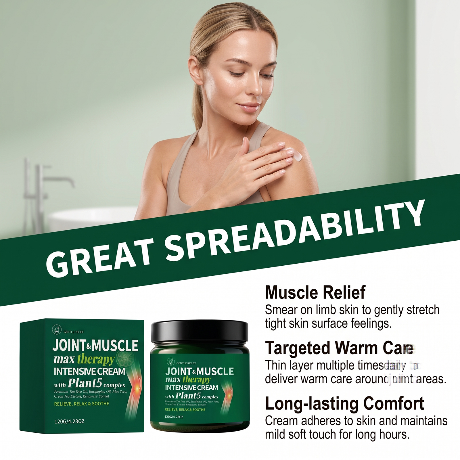 Botanical Joint Relief Cream Moisturizing Nourishing Light Smooth Gentle Comfort Daily Massage Care For Elbow Hand Skin