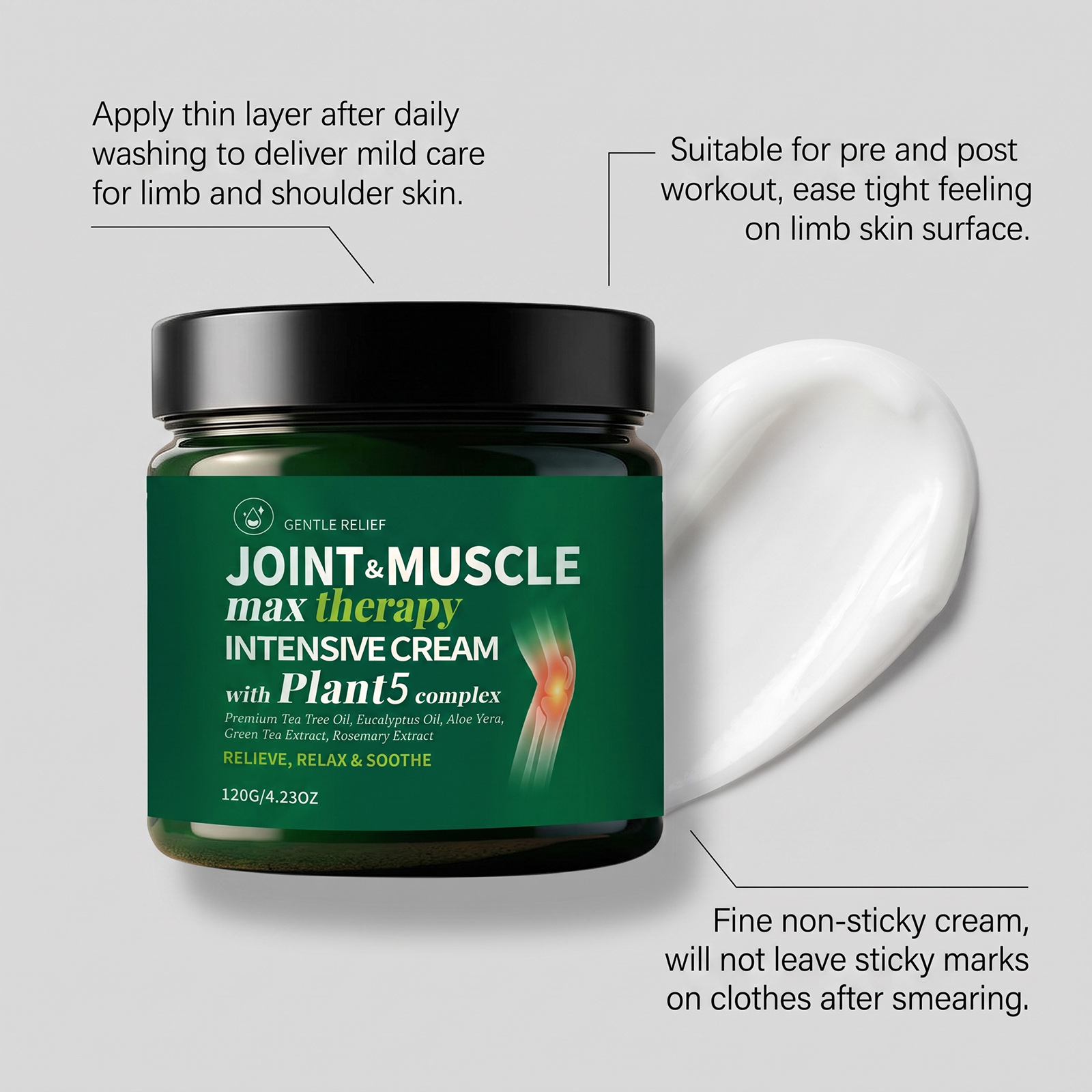 Botanical Joint Relief Cream Moisturizing Nourishing Light Smooth Gentle Comfort Daily Massage Care For Elbow Hand Skin