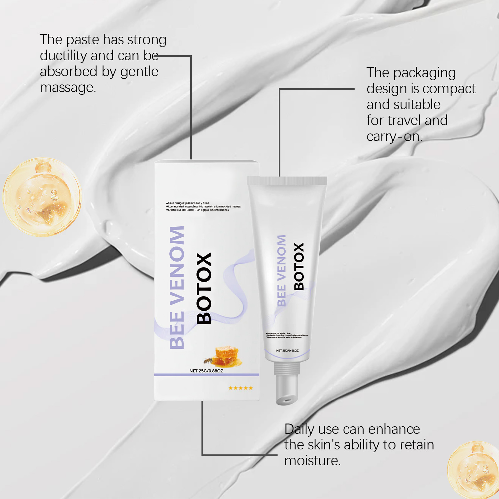 Bee Venom Moisturizing Cream Deep Hydration Mild Care Delicate Skin Daily Skincare Nourish Moisturize Facial Lotion Soft Smooth Gentle Protect