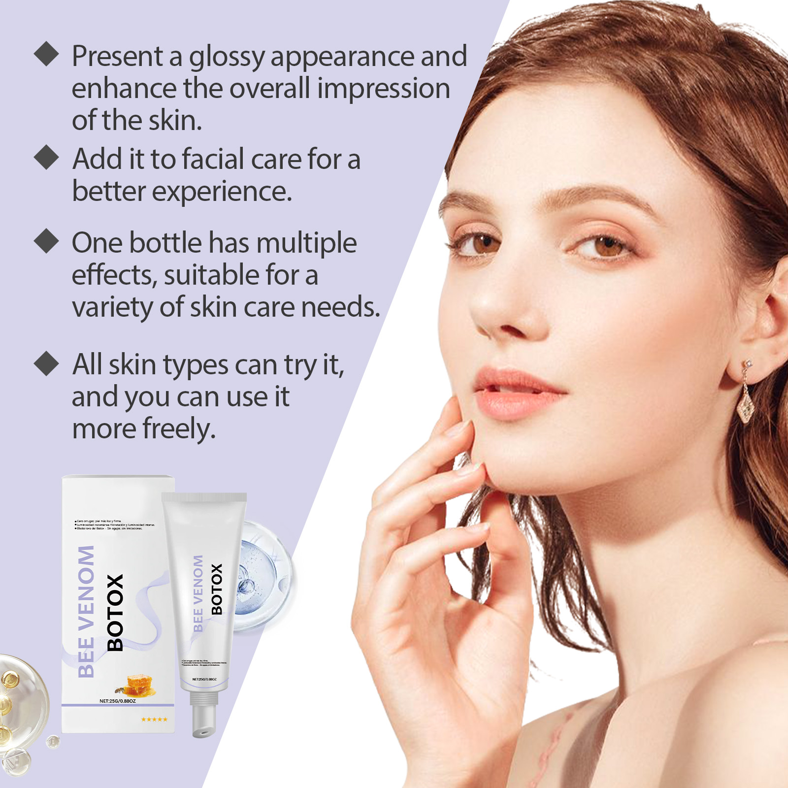 Bee Venom Moisturizing Cream Deep Hydration Mild Care Delicate Skin Daily Skincare Nourish Moisturize Facial Lotion Soft Smooth Gentle Protect