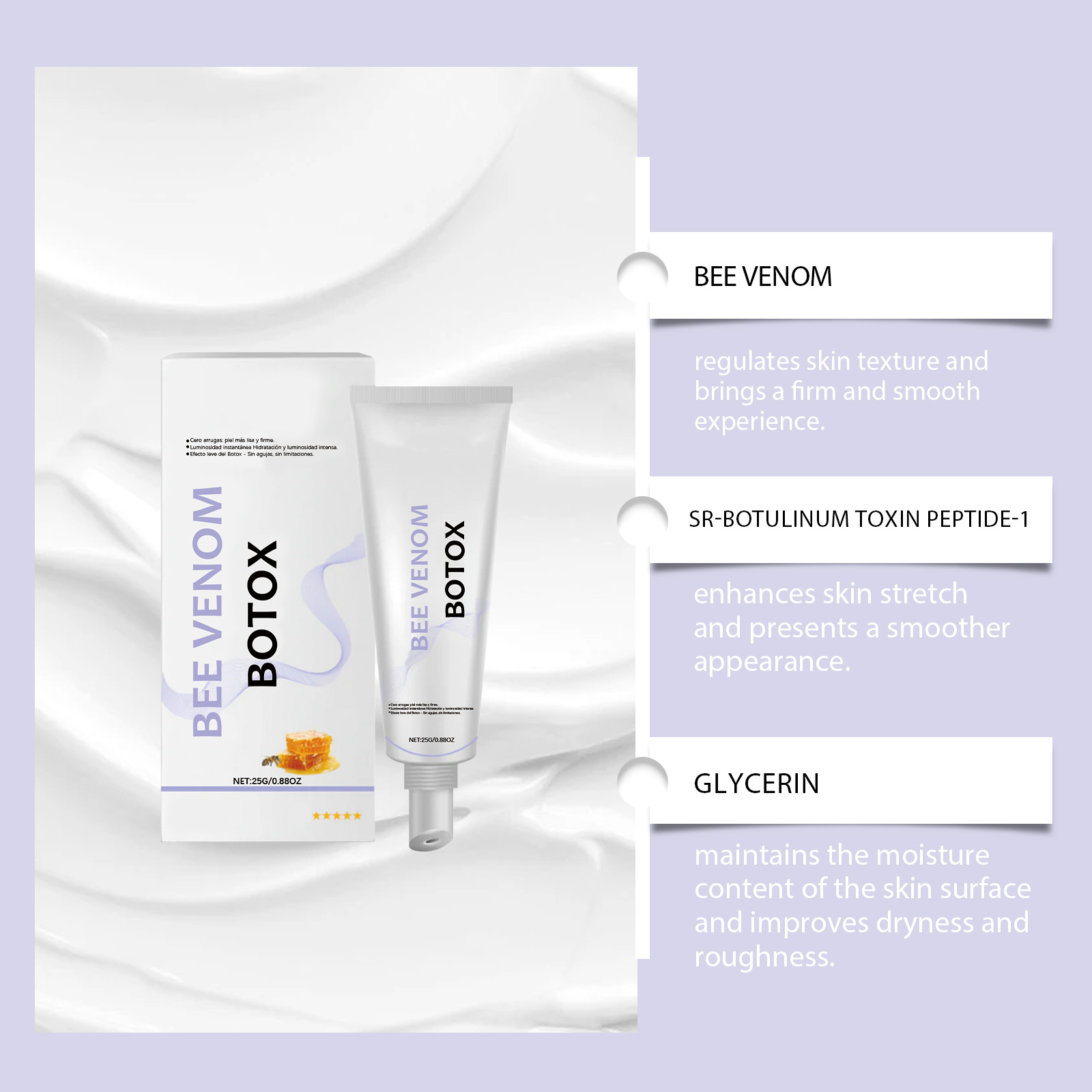 Bee Venom Moisturizing Cream Deep Hydration Mild Care Delicate Skin Daily Skincare Nourish Moisturize Facial Lotion Soft Smooth Gentle Protect