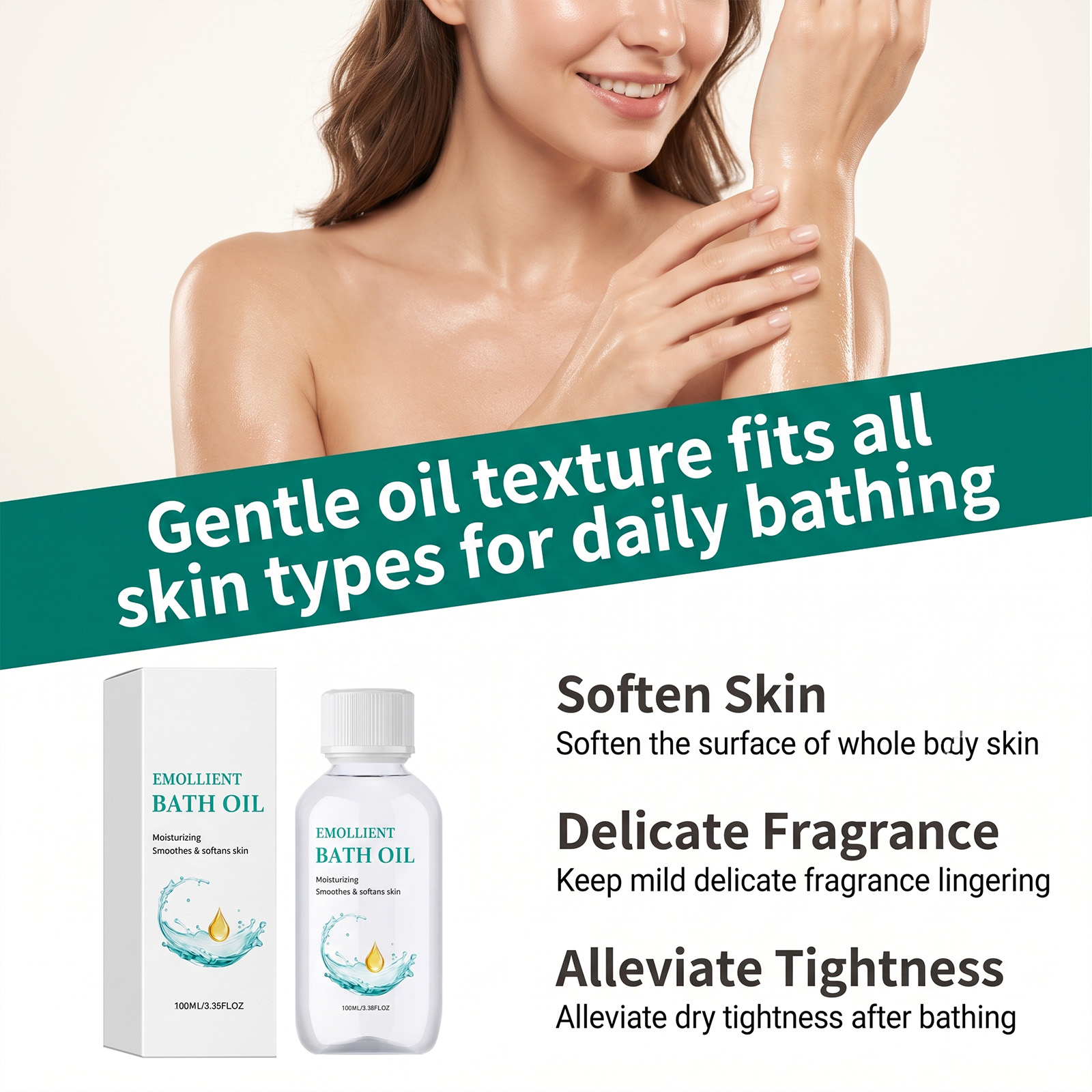 Moisturizing Bath Oil Smooth Delicate Fresh Herbal Scent Rinse Easily No Residue Skin Friendly Whole Body Care