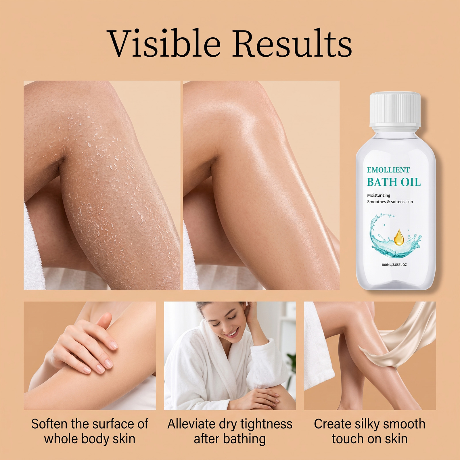 Moisturizing Bath Oil Smooth Delicate Fresh Herbal Scent Rinse Easily No Residue Skin Friendly Whole Body Care