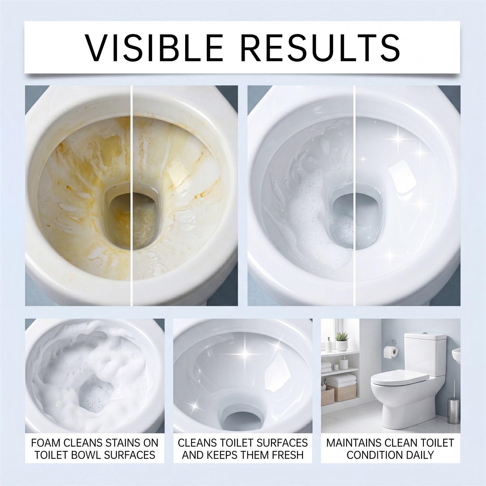 Toilet Cleaning Powder Mild Formula Easily Dissolves Protect Ceramic Glaze Remove Odors Strip Stubborn Stains