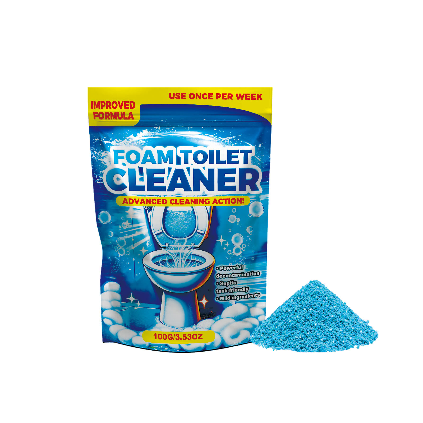 Toilet Cleaning Powder Mild Formula Easily Dissolves Protect Ceramic Glaze Remove Odors Strip Stubborn Stains