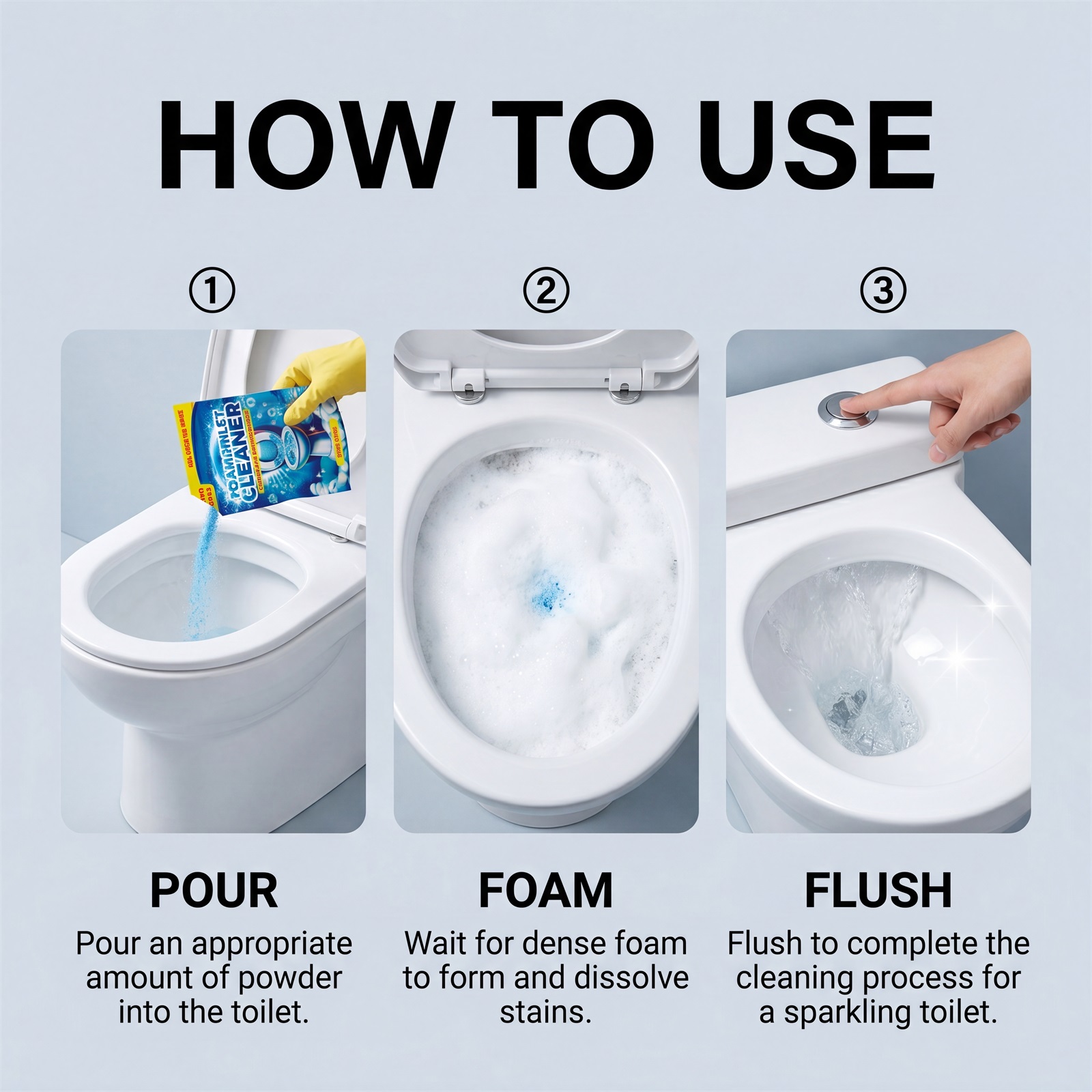 Toilet Cleaning Powder Mild Formula Easily Dissolves Protect Ceramic Glaze Remove Odors Strip Stubborn Stains