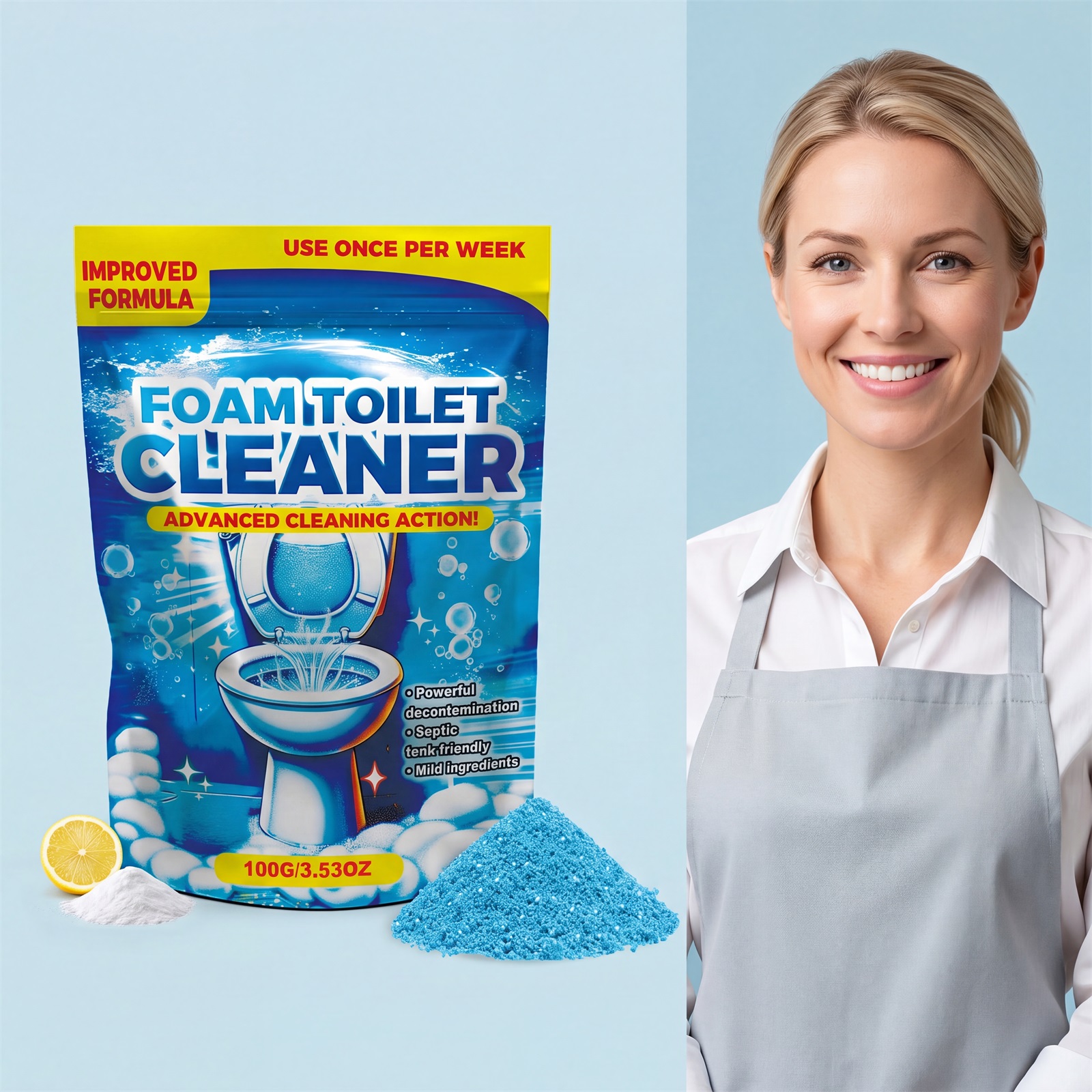 Toilet Cleaning Powder Mild Formula Easily Dissolves Protect Ceramic Glaze Remove Odors Strip Stubborn Stains