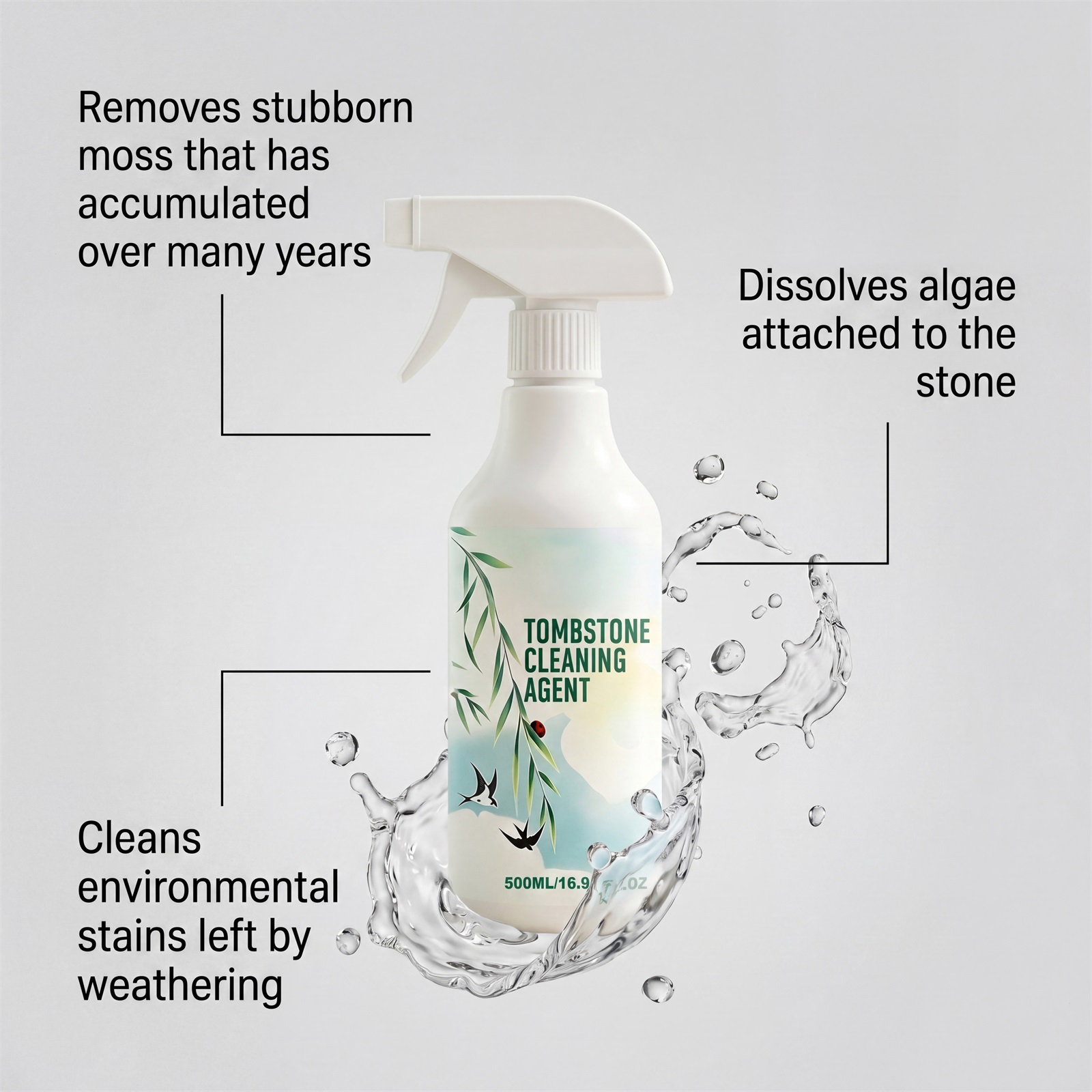 Monument Cleaning Spray Mild Stain Remover Renovate Brighten Purify Maintain Stone Surfaces