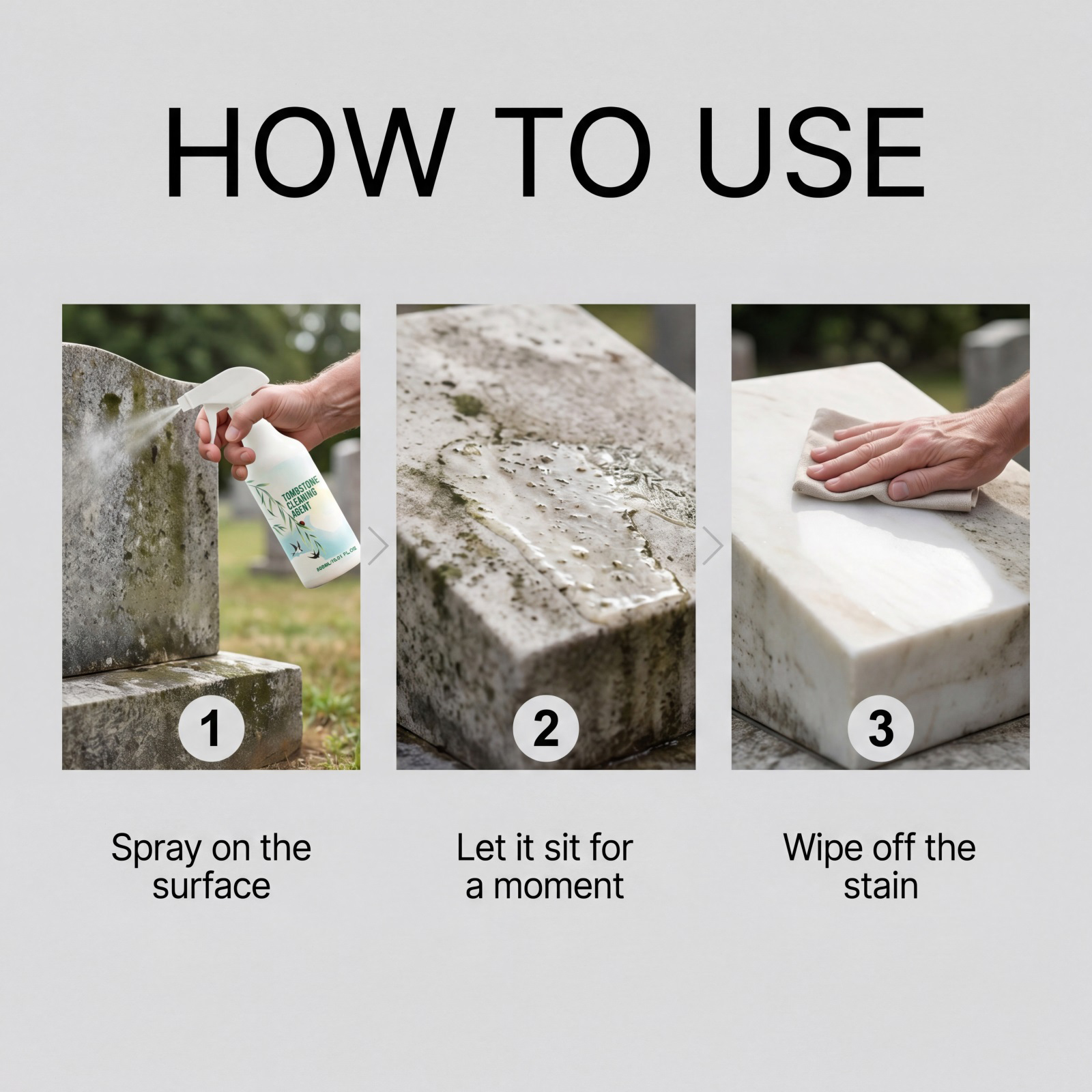Monument Cleaning Spray Mild Stain Remover Renovate Brighten Purify Maintain Stone Surfaces