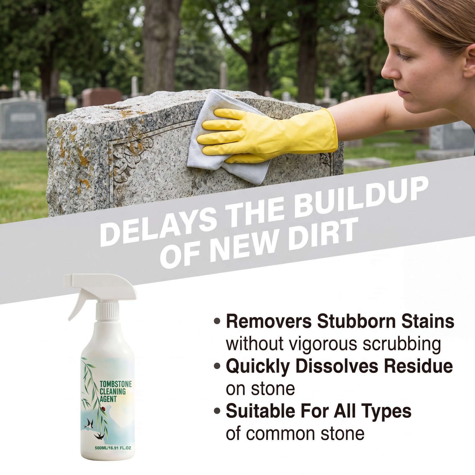 Monument Cleaning Spray Mild Stain Remover Renovate Brighten Purify Maintain Stone Surfaces